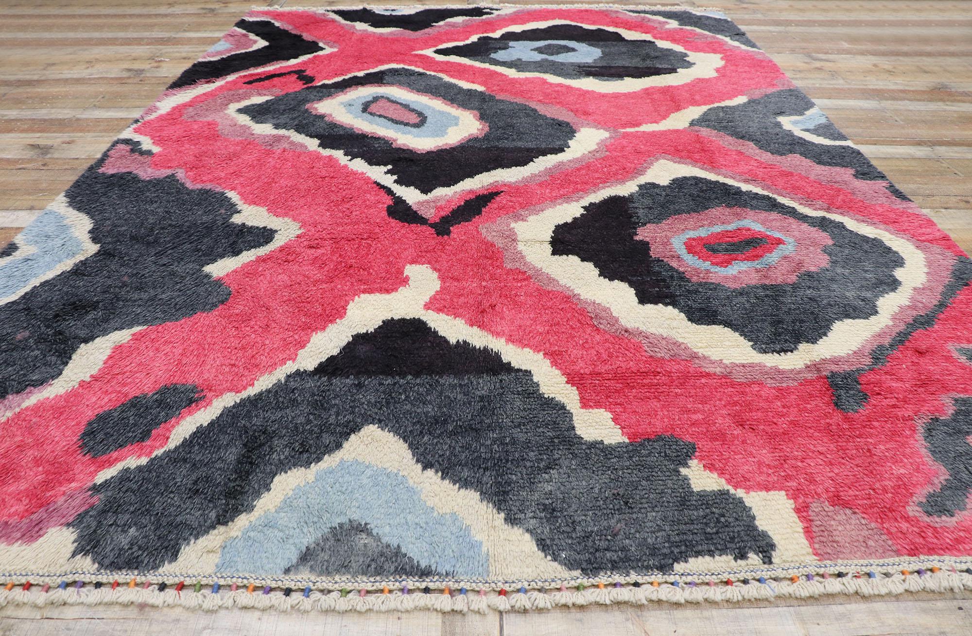 Wool New Colorful Contemporary Tulu Shag Area Rug Inspired by Sonia Delaunay For Sale