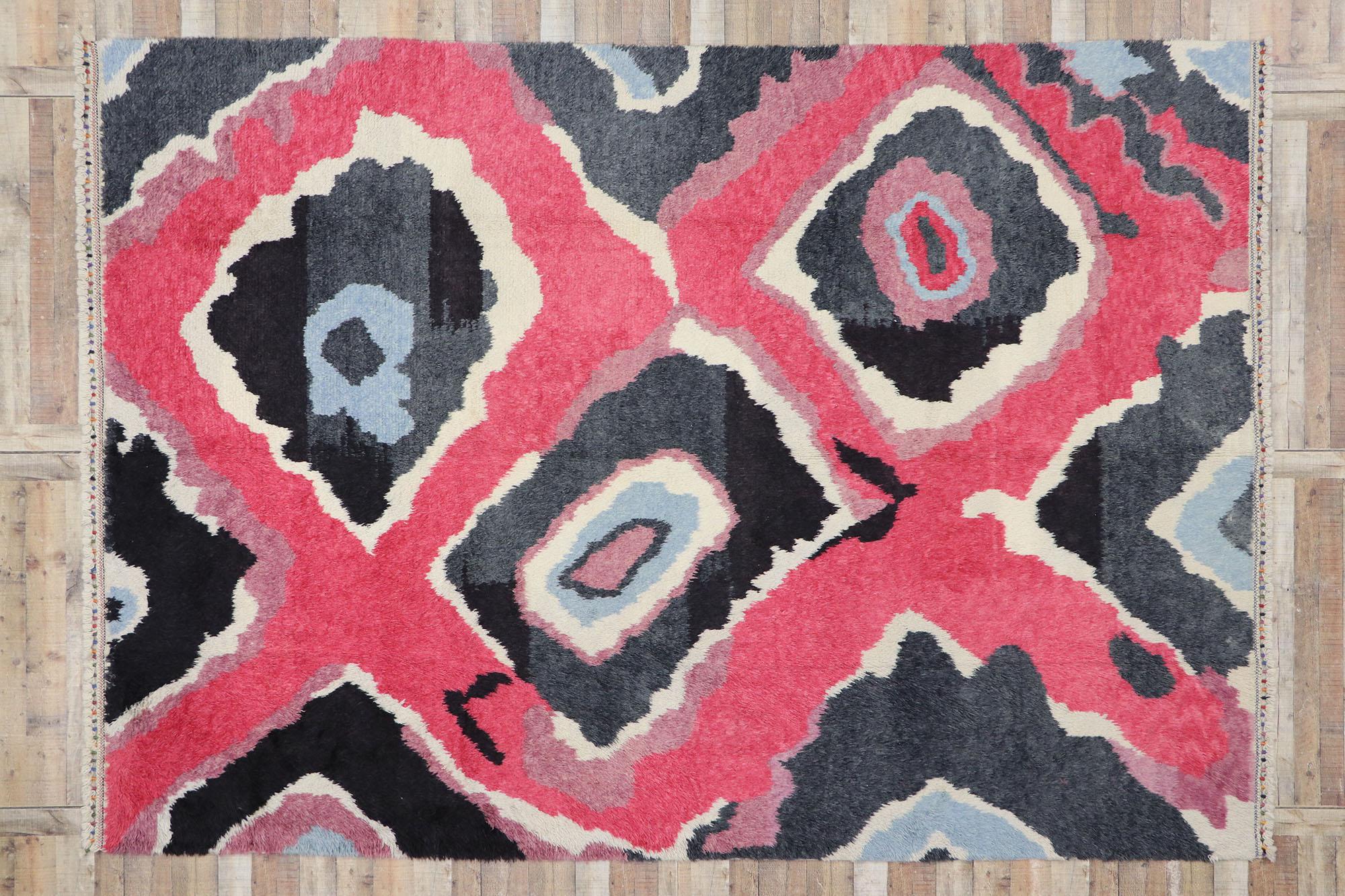 New Colorful Contemporary Tulu Shag Area Rug Inspired by Sonia Delaunay For Sale 1