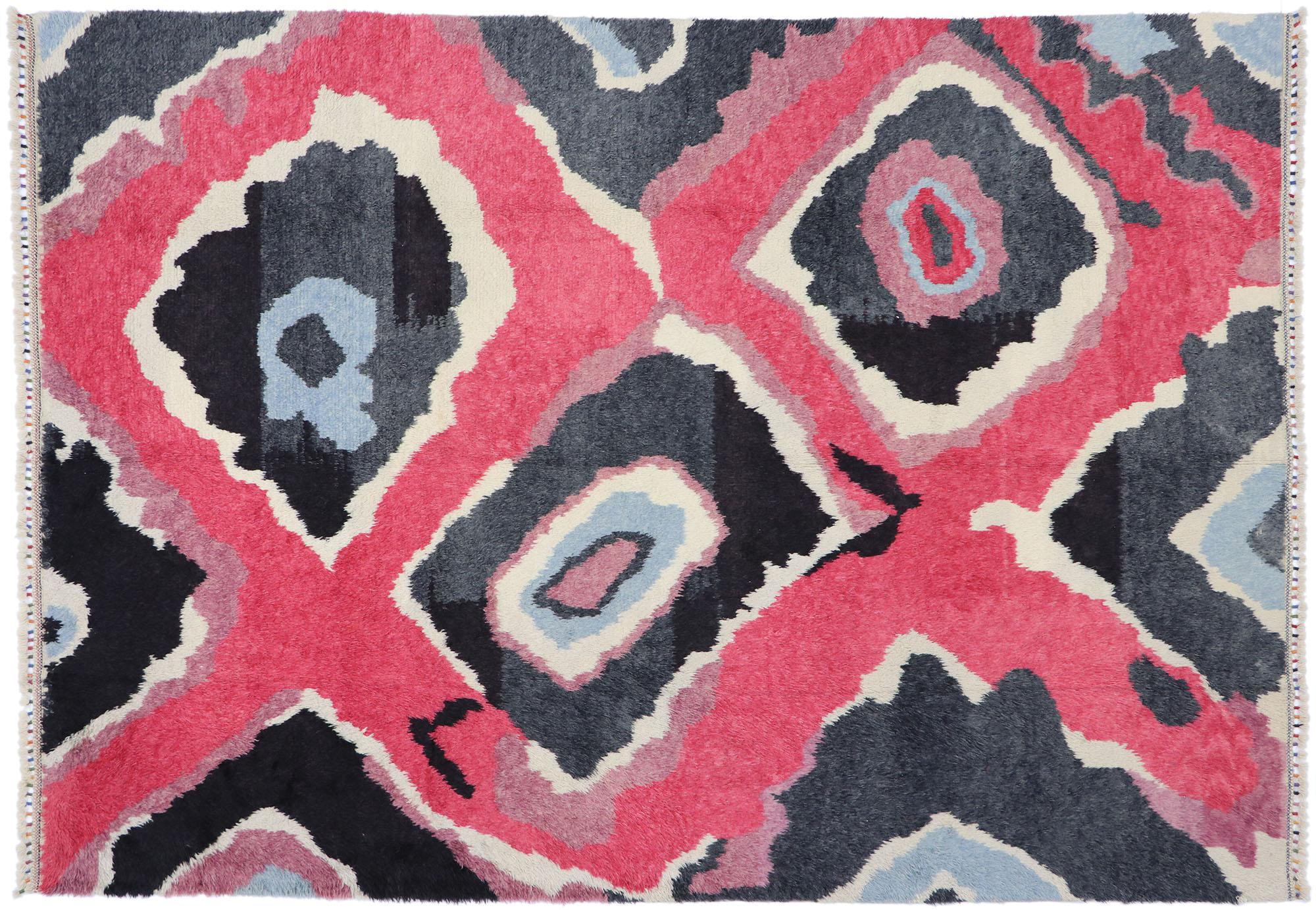 New Colorful Contemporary Tulu Shag Area Rug Inspired by Sonia Delaunay For Sale 2