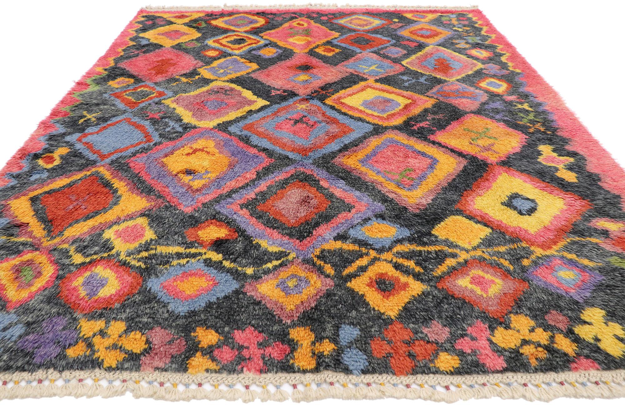 Turkish New Colorful Contemporary Tulu Shag Area Rug with Tribal Style For Sale