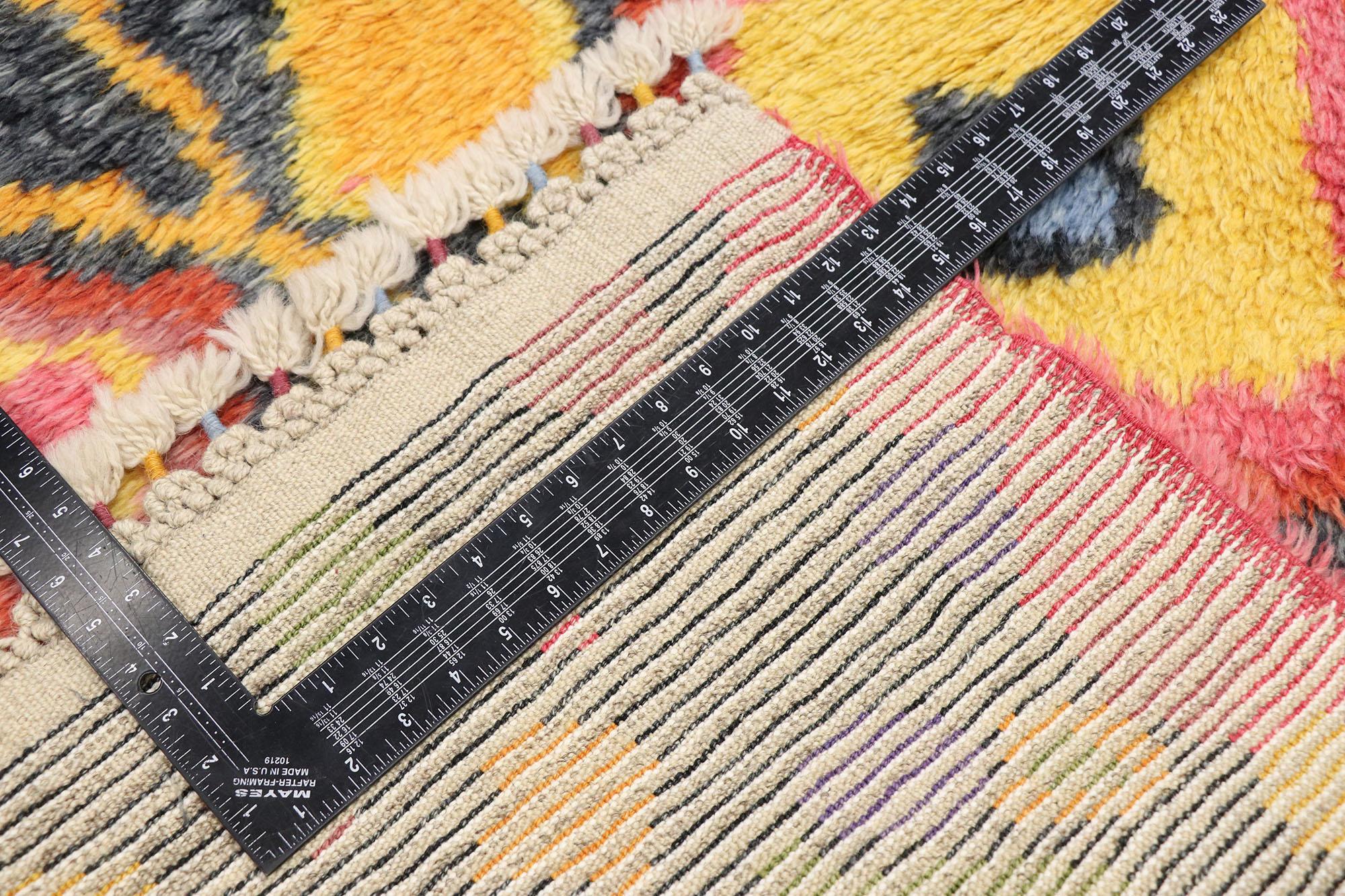New Colorful Contemporary Tulu Shag Area Rug with Tribal Style In New Condition For Sale In Dallas, TX