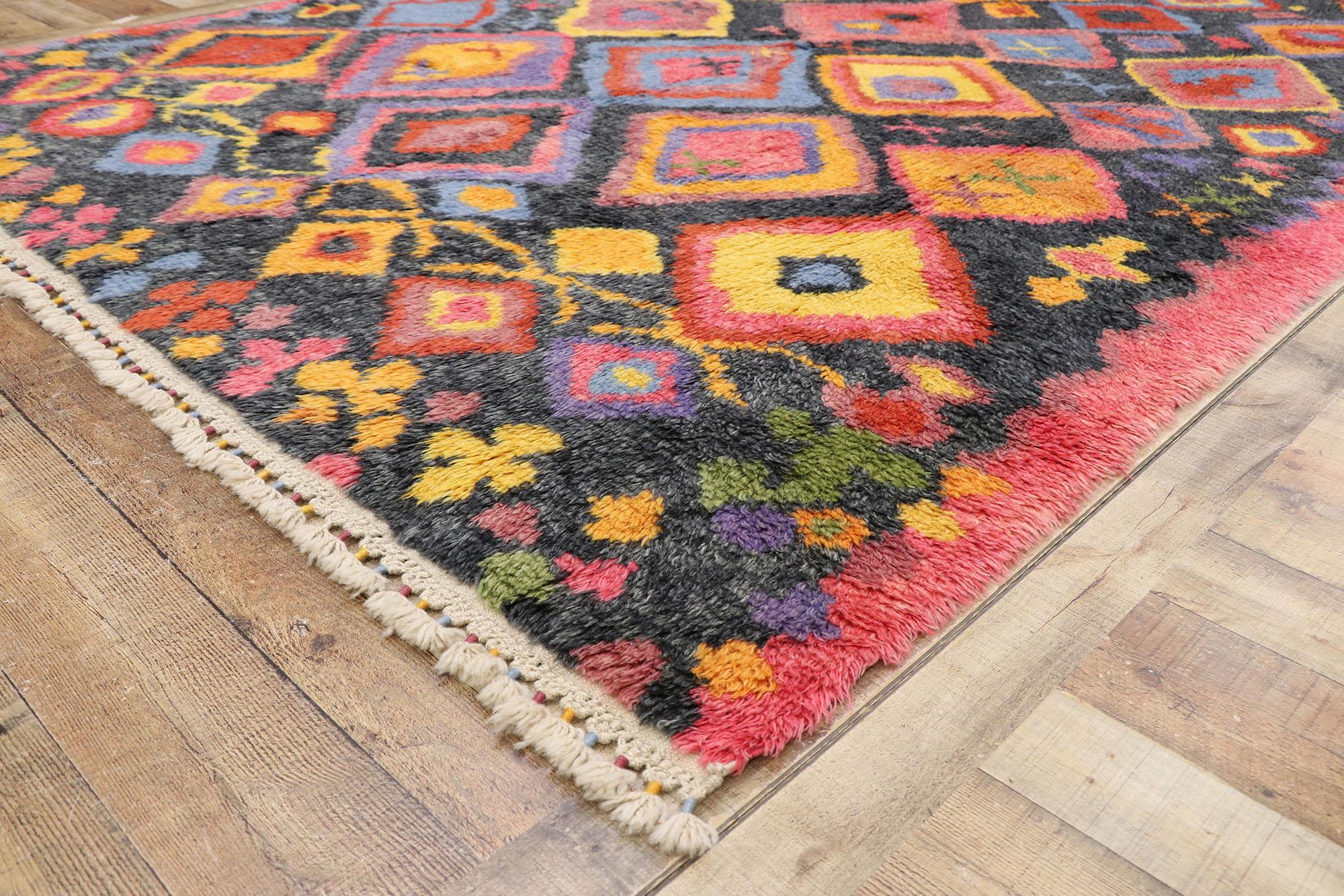 Wool New Colorful Contemporary Tulu Shag Area Rug with Tribal Style For Sale