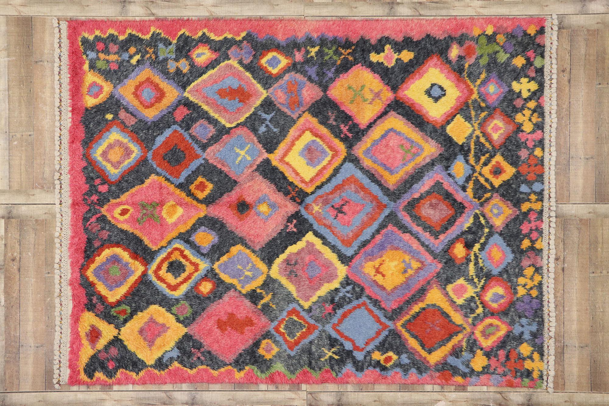 New Colorful Contemporary Tulu Shag Area Rug with Tribal Style For Sale 2