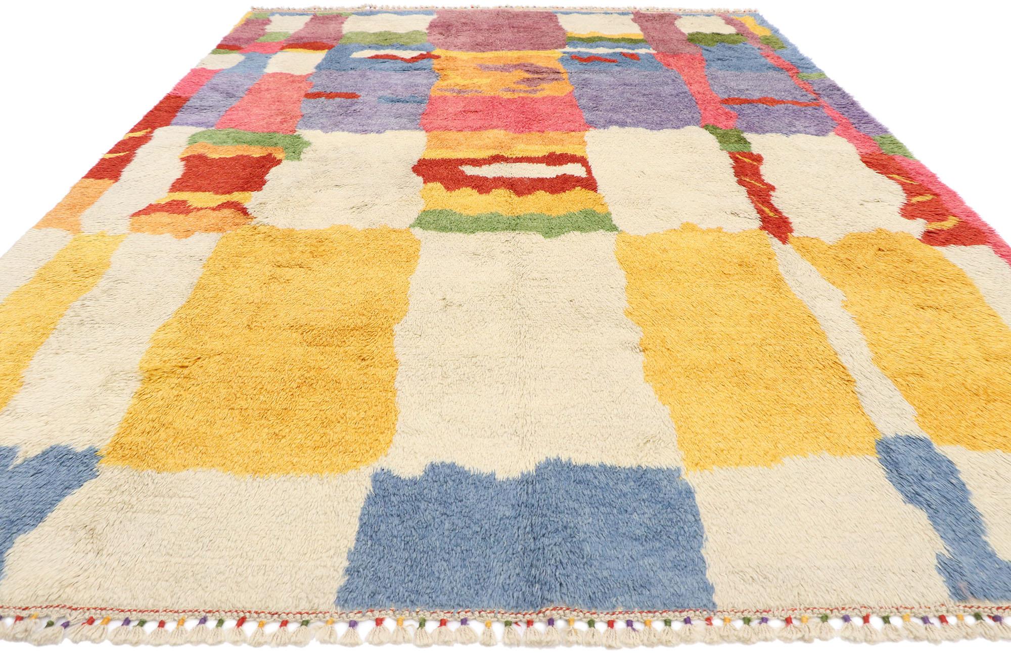 Expressionist New Colorful Contemporary Tulu Shag Rug Inspired by Hans Hofmann & Karl Benjamin