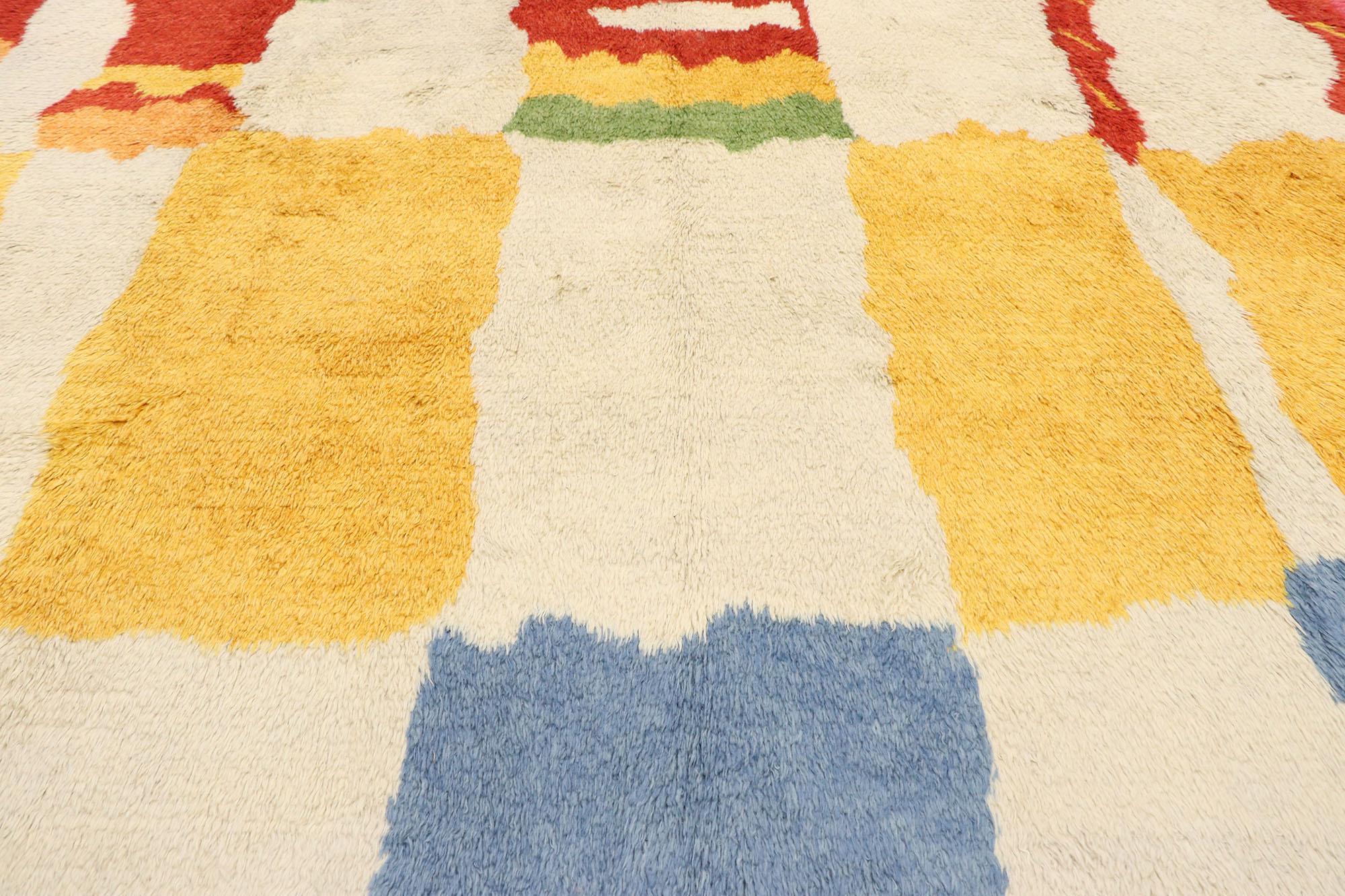 Turkish New Colorful Contemporary Tulu Shag Rug Inspired by Hans Hofmann & Karl Benjamin