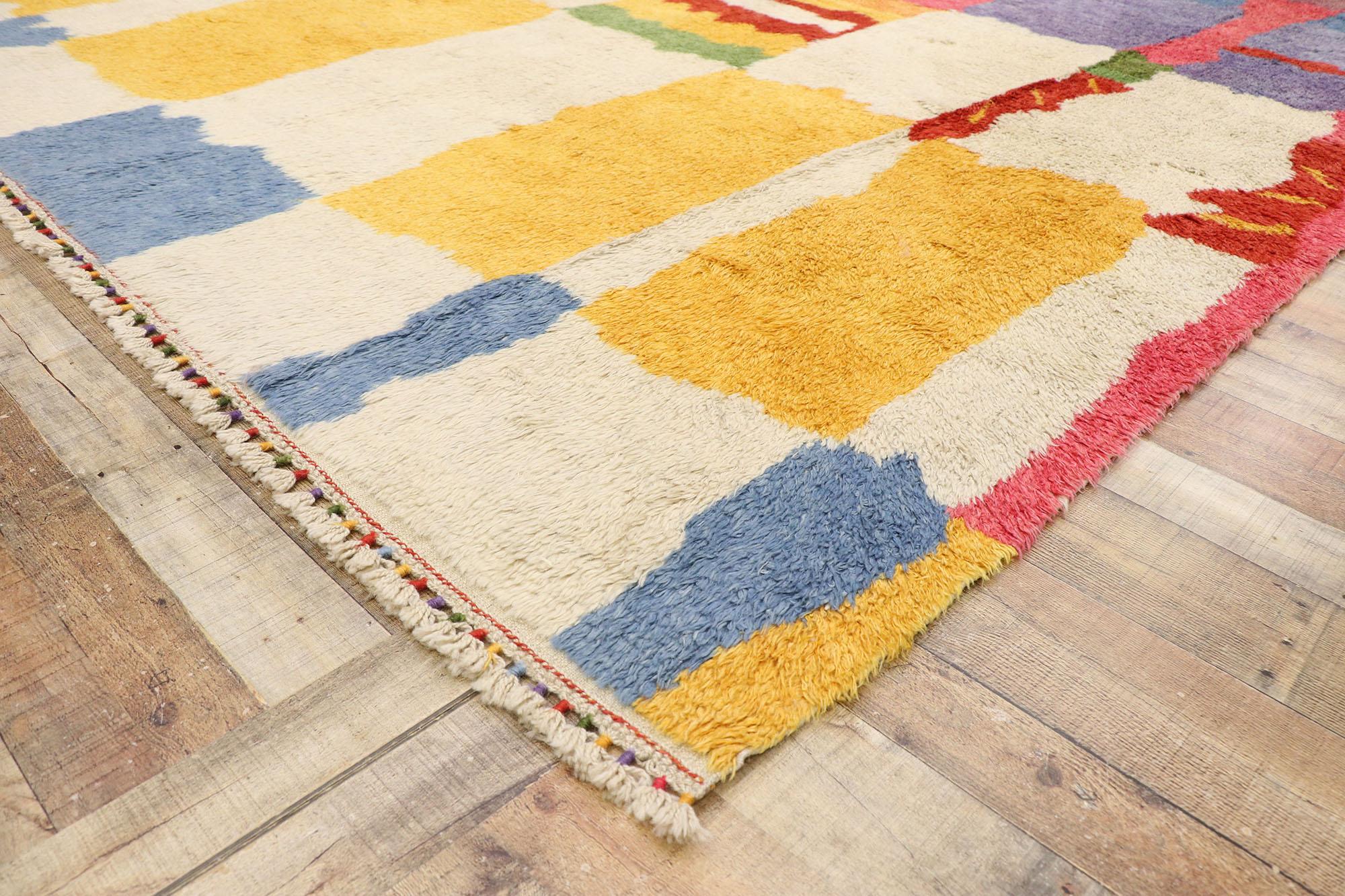 New Colorful Contemporary Tulu Shag Rug Inspired by Hans Hofmann & Karl Benjamin In New Condition In Dallas, TX