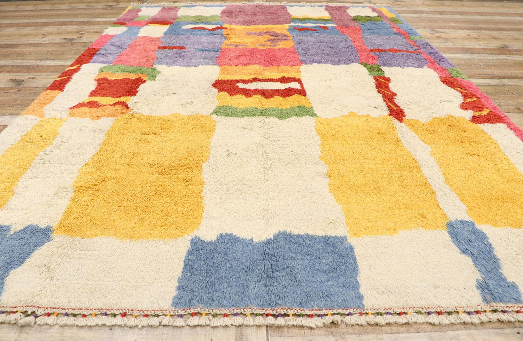 Wool New Colorful Contemporary Tulu Shag Rug Inspired by Hans Hofmann & Karl Benjamin