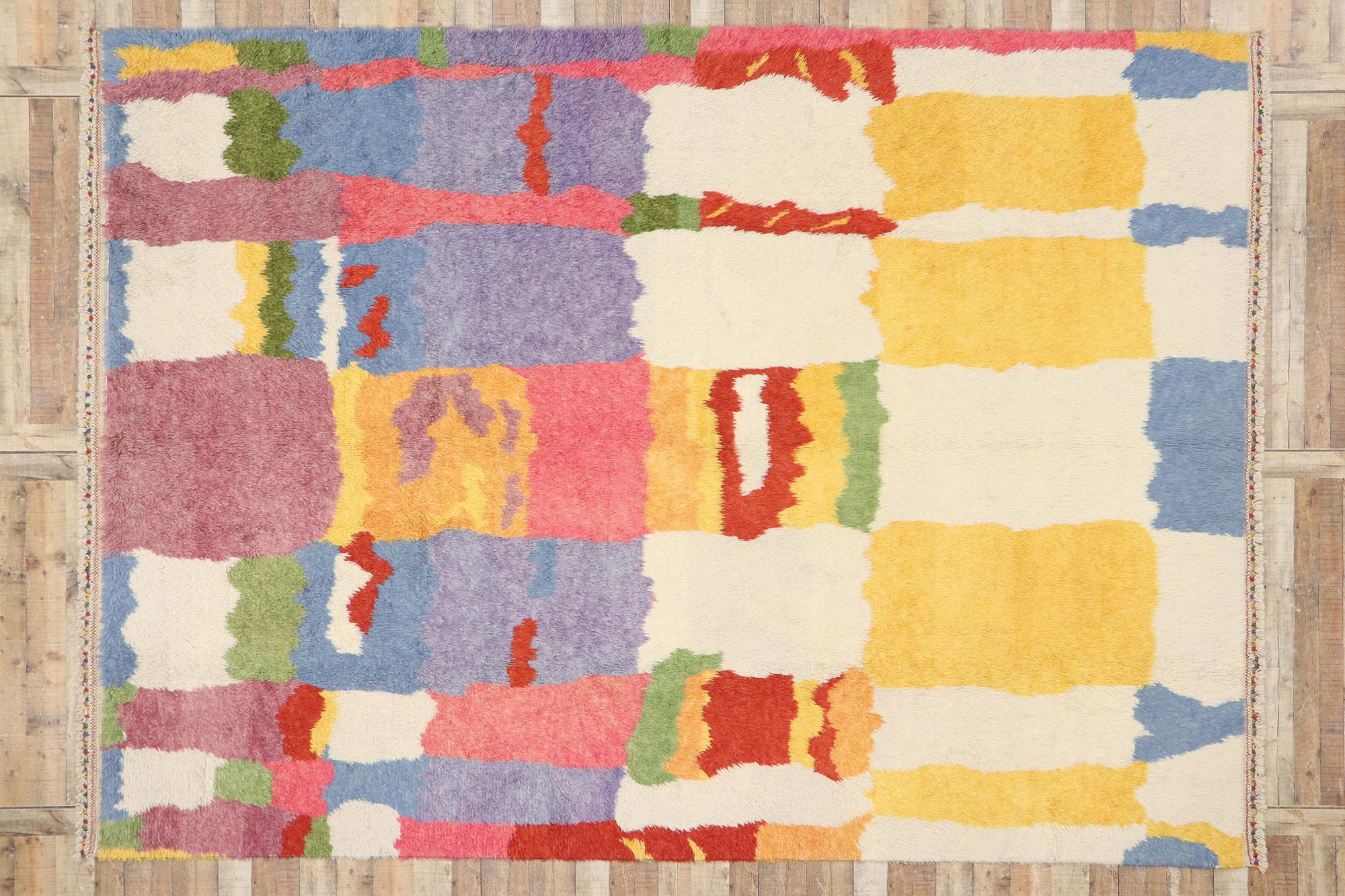 New Colorful Contemporary Tulu Shag Rug Inspired by Hans Hofmann & Karl Benjamin 1
