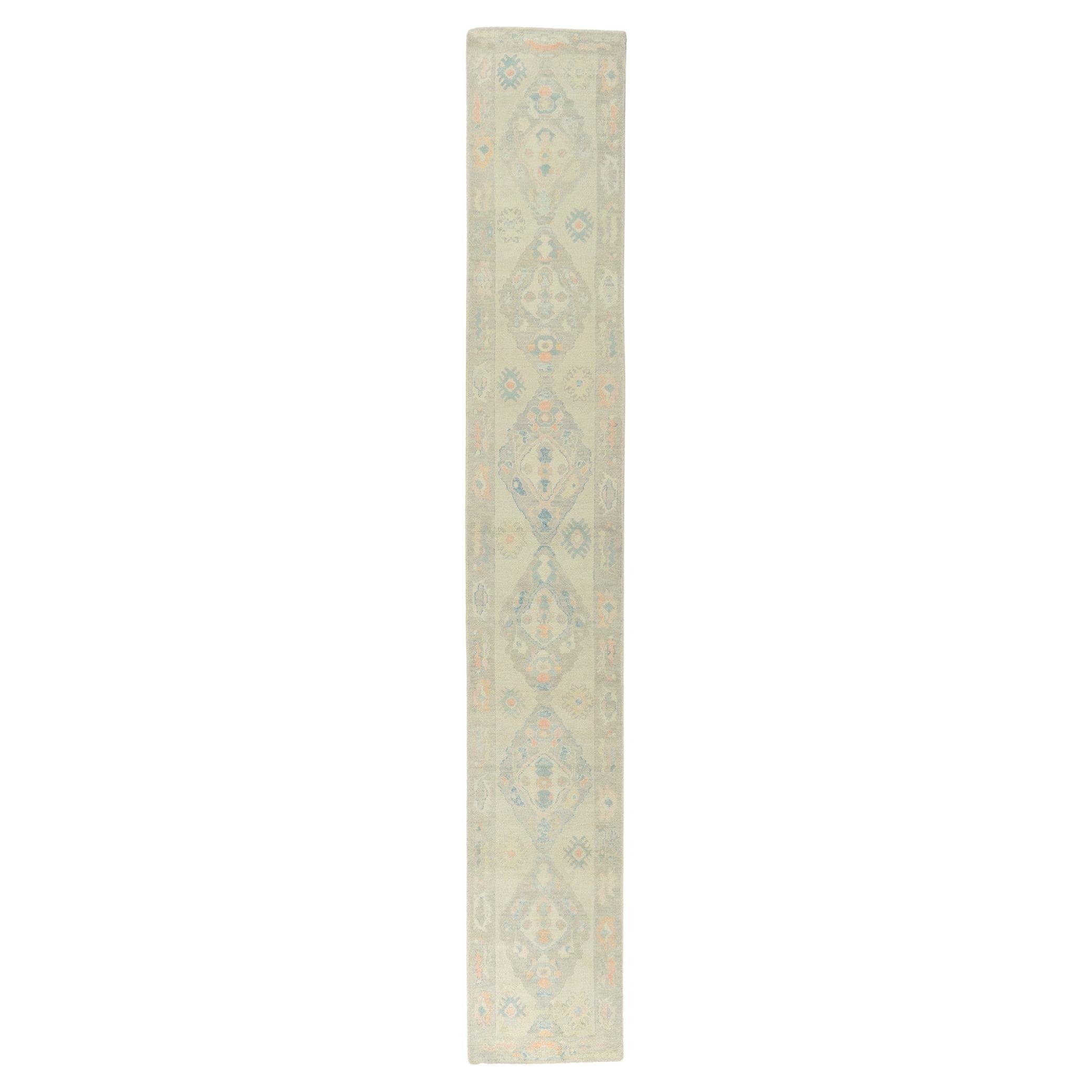 New Colorful Contemporary Turkish Oushak Carpet, 02'10 x 18'01