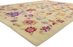The Sultan’s Bloom: Contemporary Turkish Oushak Rug of Floral Grandeur