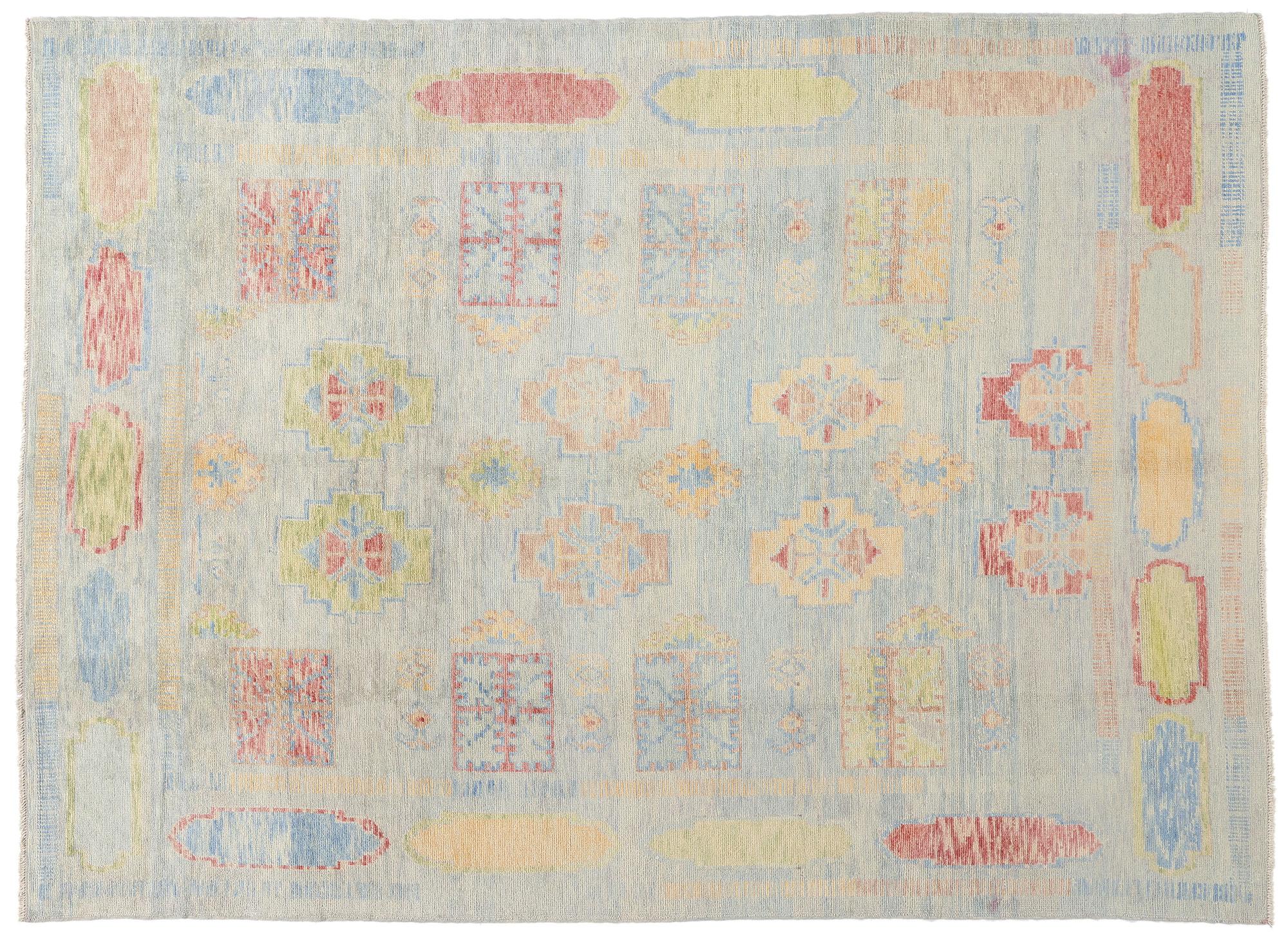 Nuovo tappeto turco Oushak colorato e contemporaneo con stile tribale Boho in vendita 2
