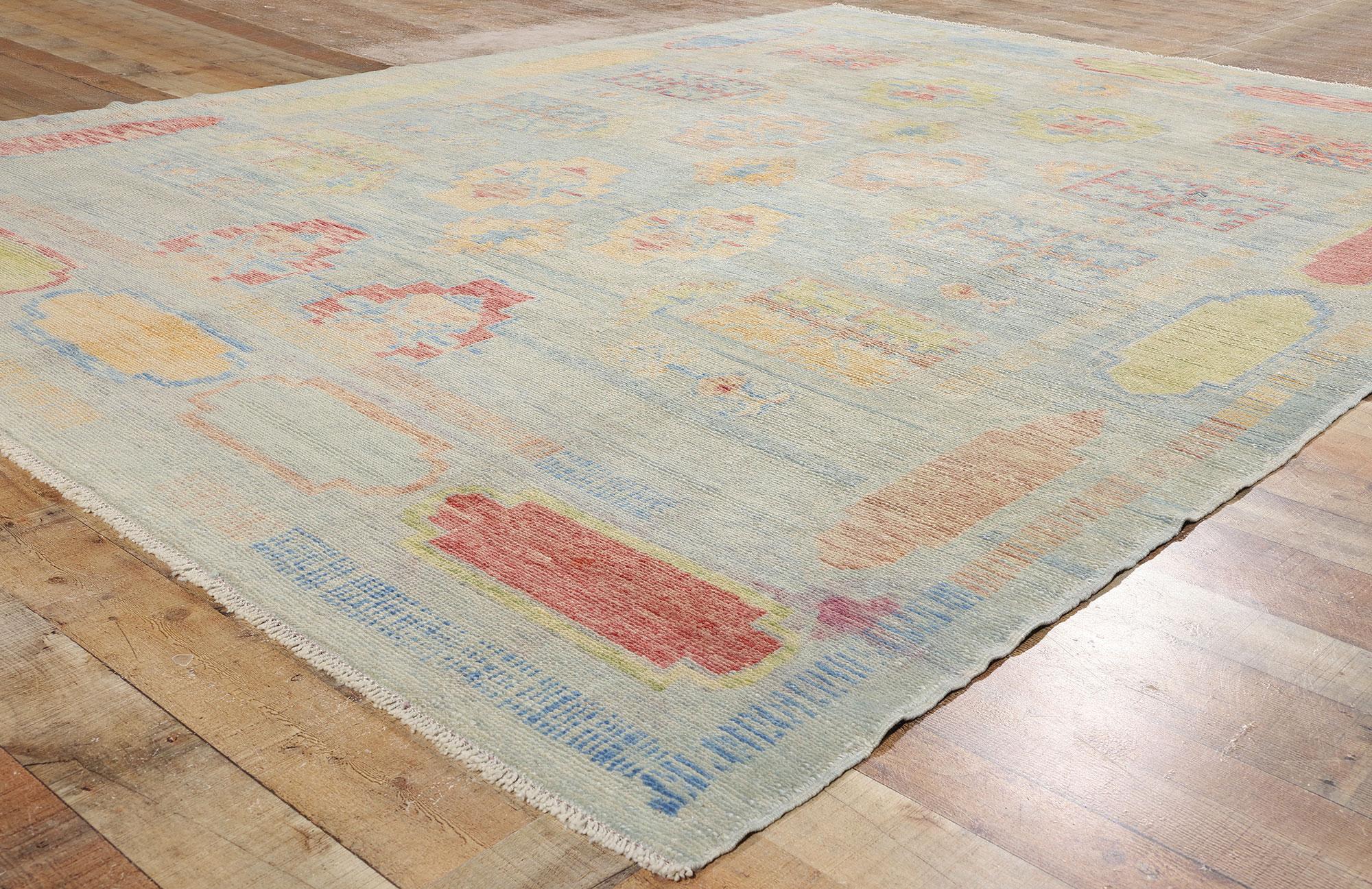 XXI secolo e contemporaneo Nuovo tappeto turco Oushak colorato e contemporaneo con stile tribale Boho in vendita