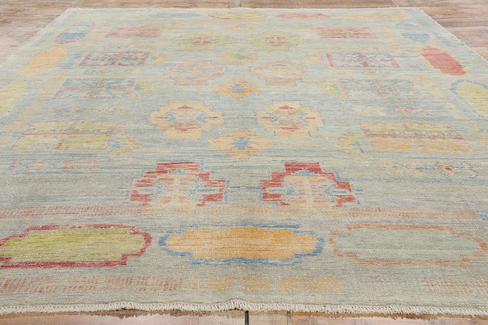 Lana Nuovo tappeto turco Oushak colorato e contemporaneo con stile tribale Boho in vendita