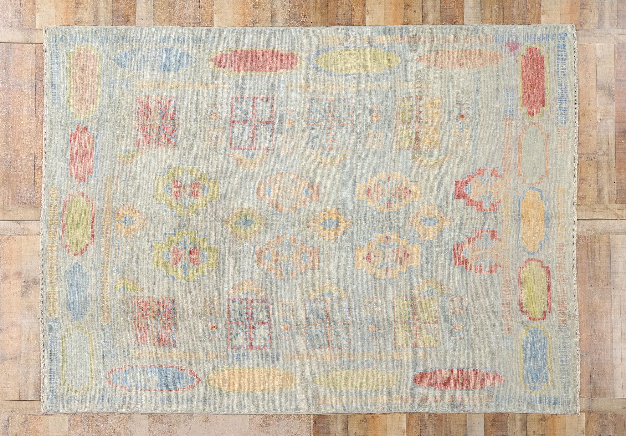 Nuovo tappeto turco Oushak colorato e contemporaneo con stile tribale Boho in vendita 1