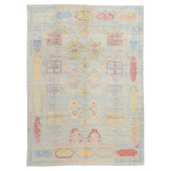 New Colorful Contemporary Turkish Oushak Carpet with Tribal Boho Style