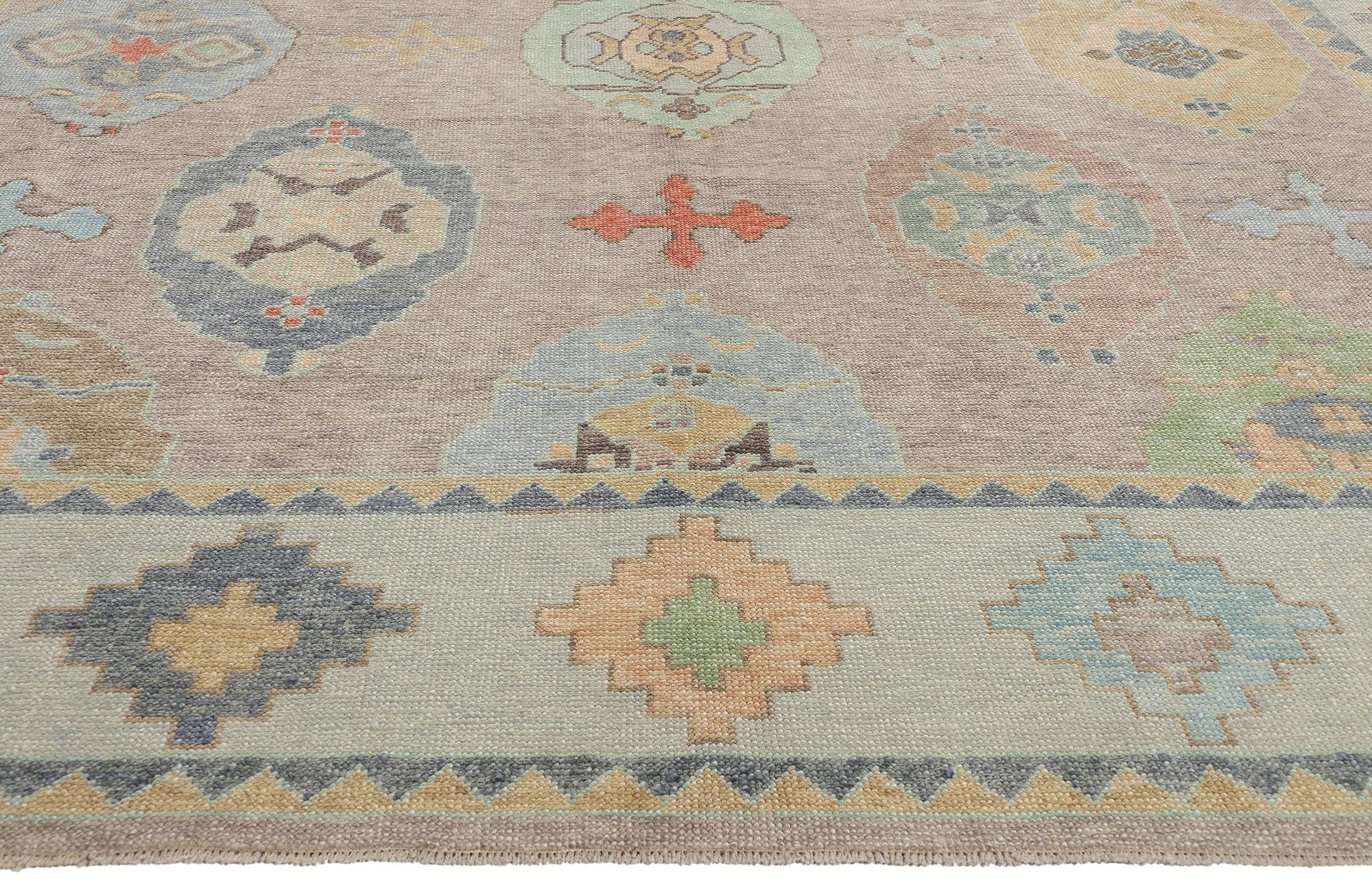 Neuer farbenfroher zeitgenössischer türkischer Oushak-Teppich mit modernem Stil, 10'00 x 13'04 (Handgeknüpft) im Angebot
