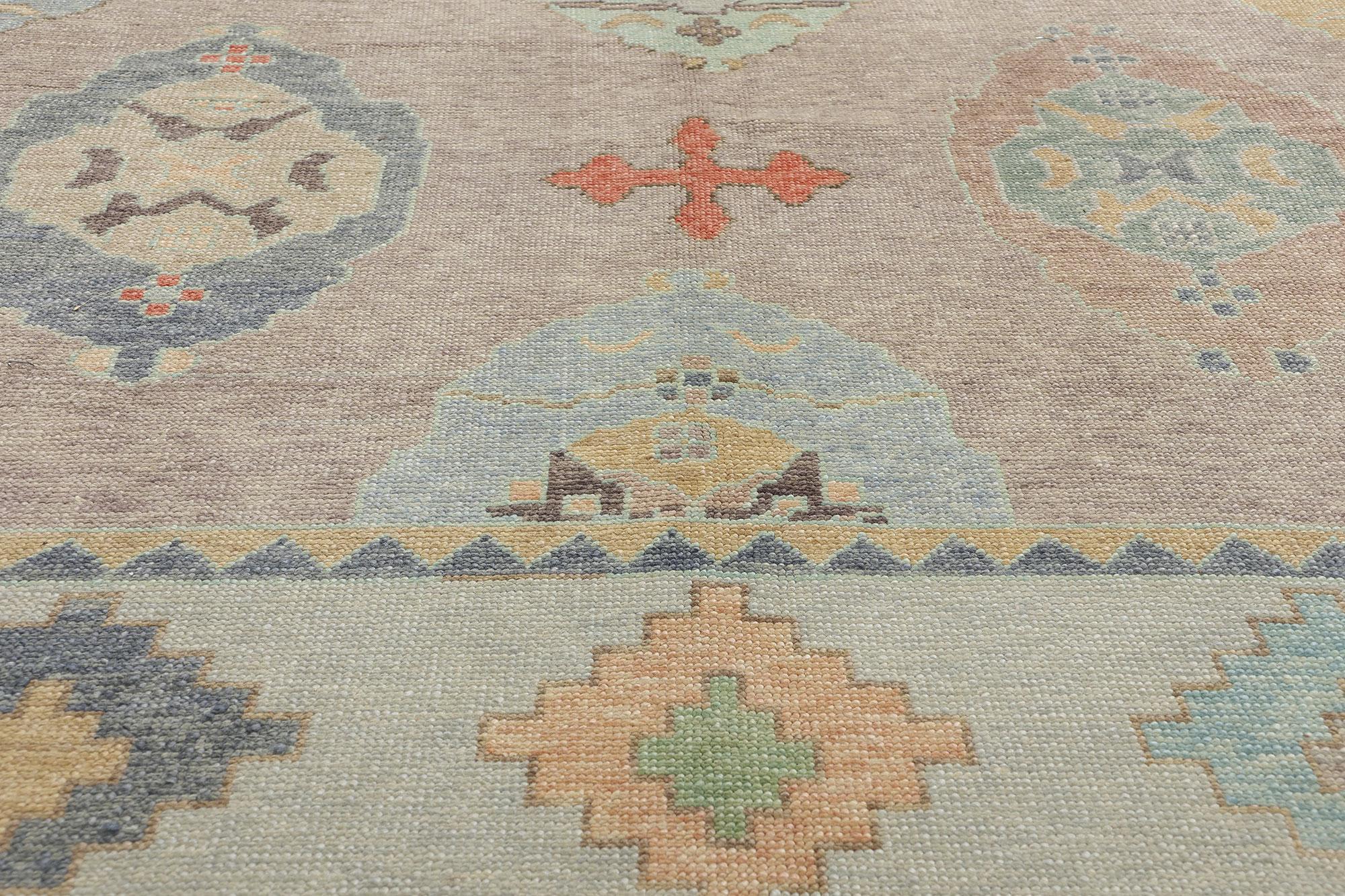 Neuer farbenfroher zeitgenössischer türkischer Oushak-Teppich mit modernem Stil, 10'00 x 13'04 im Zustand „Neu“ im Angebot in Dallas, TX