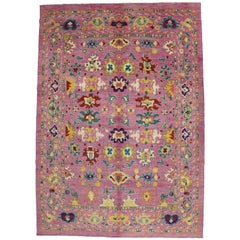 New Colorful Contemporary Turkish Oushak Rug with Modern Style