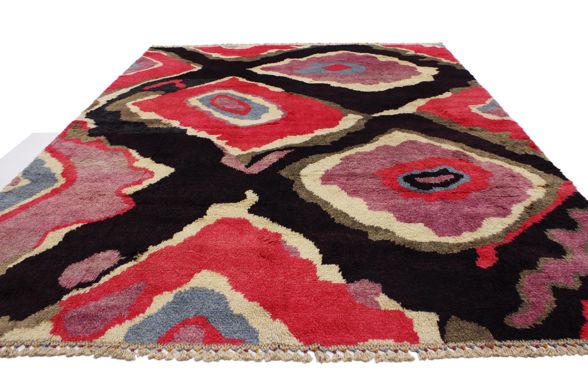 Space Age New Colorful Contemporary Turkish Tulu Shag Area Rug Inspired by Sonia Delaunay  For Sale