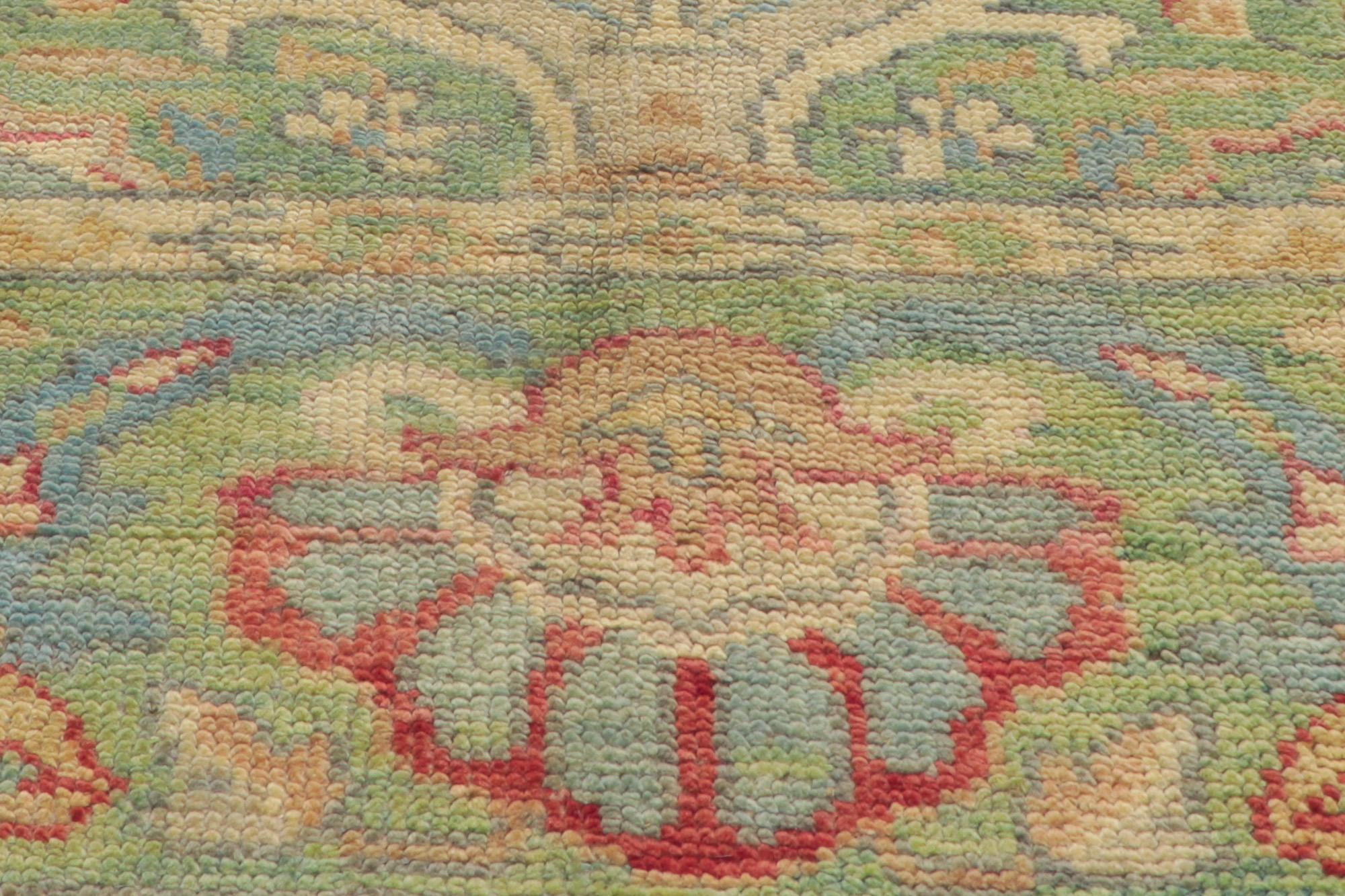 New Colorful Green Modern Oushak Rug with Modern Style In New Condition For Sale In Dallas, TX