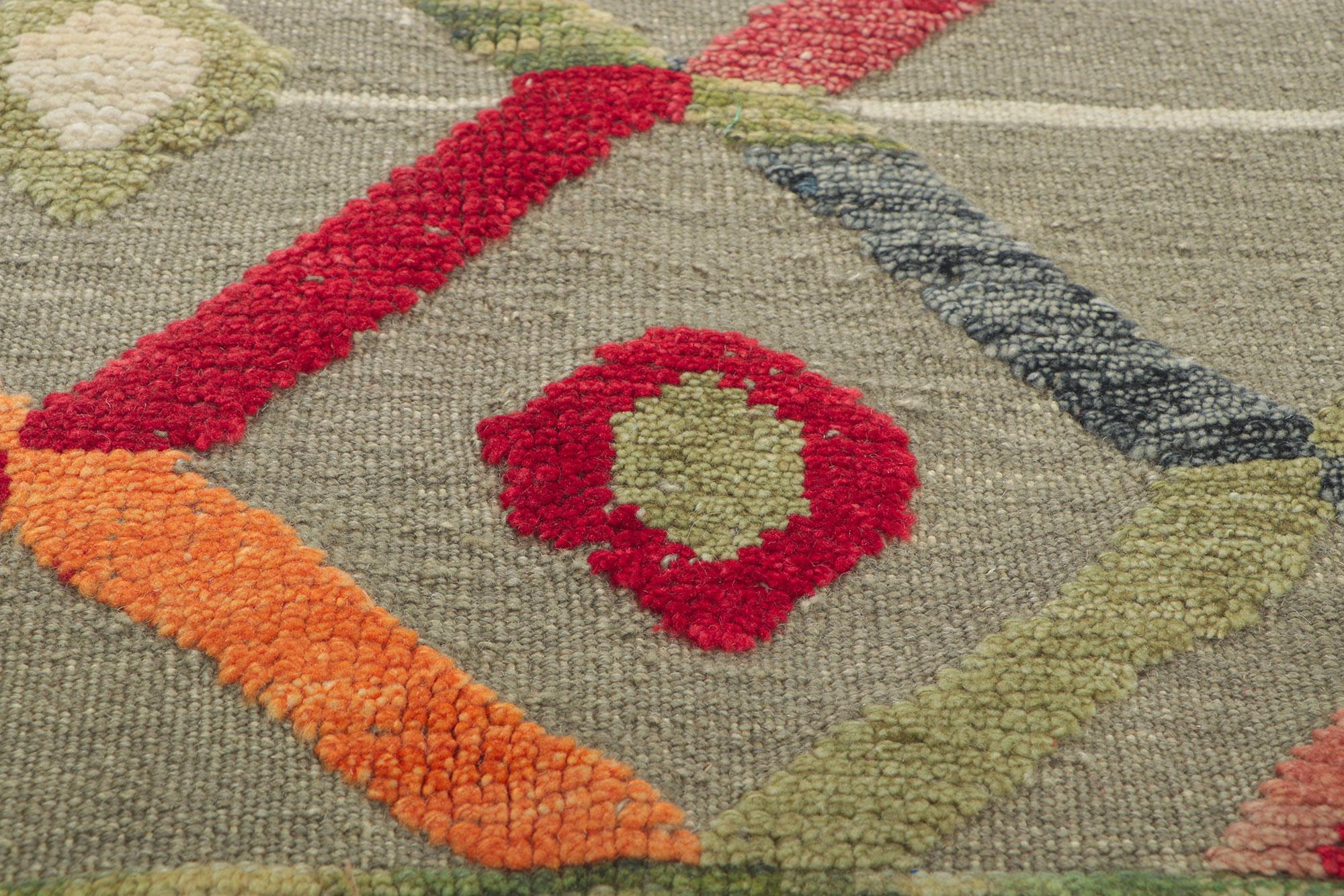 Indian New Colorful High-Low Textured Rug For Sale