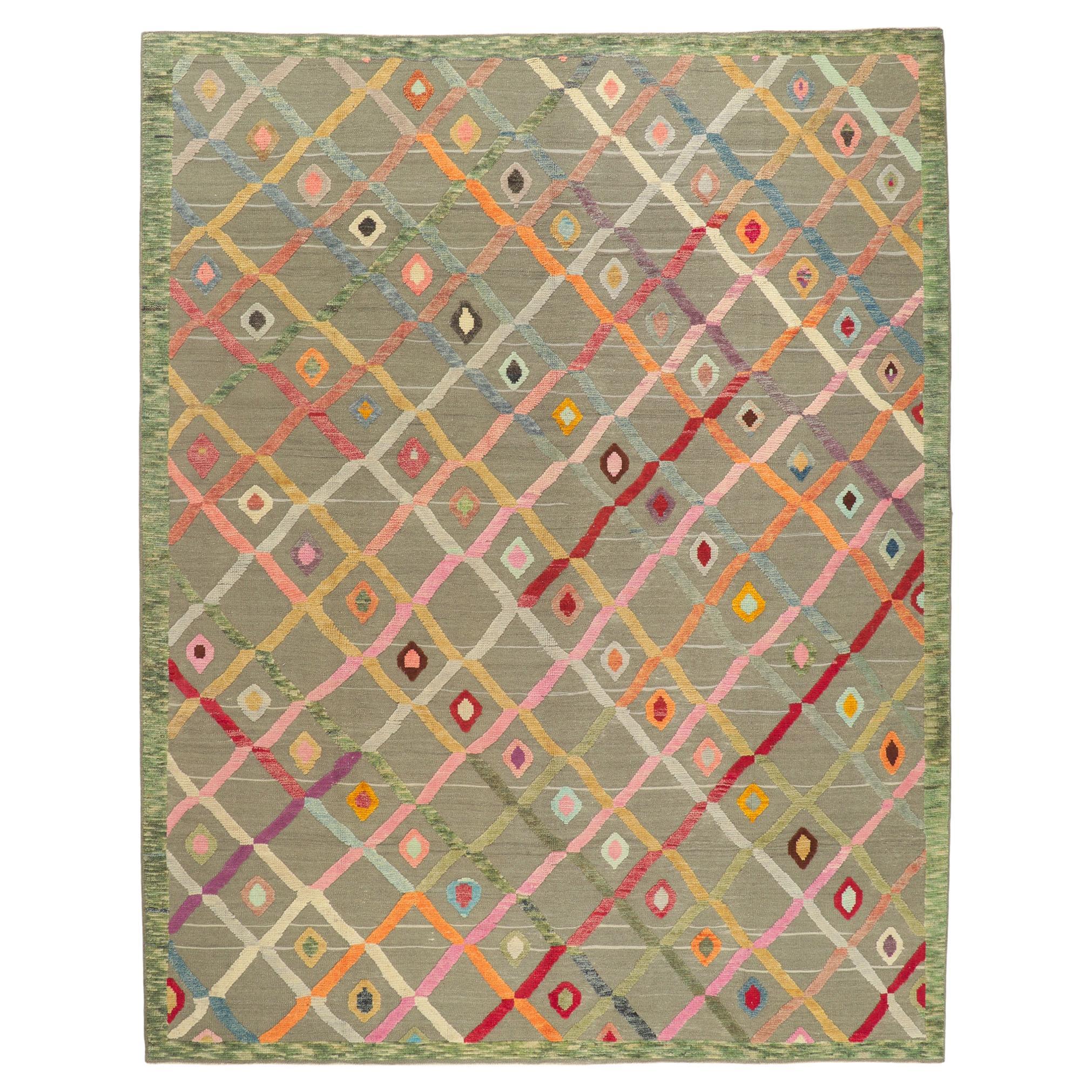 New Colorful High-Low Textured Rug For Sale