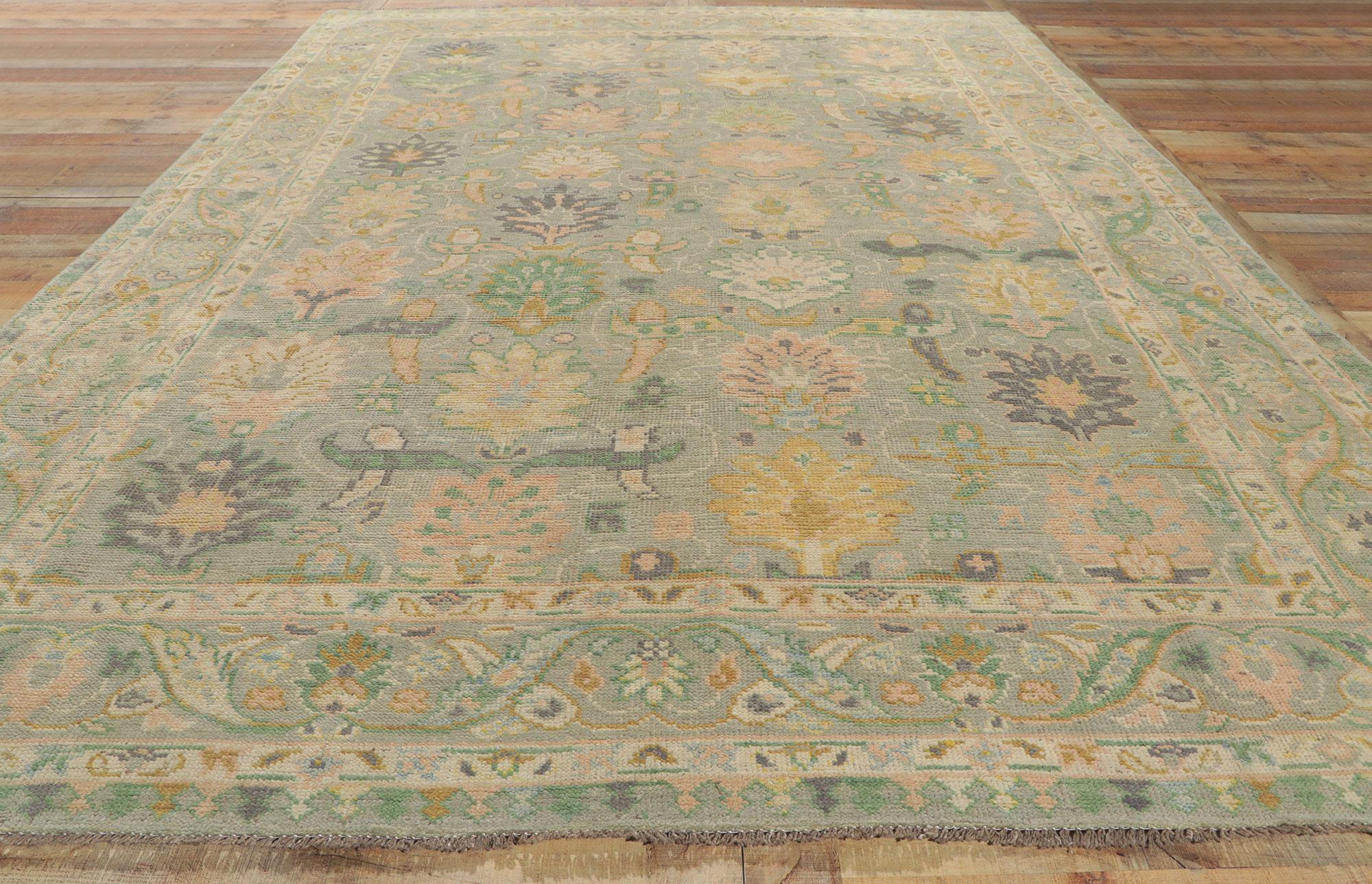 New Colorful Modern Biophilic Oushak Rug with Contemporary Elegance In New Condition For Sale In Dallas, TX