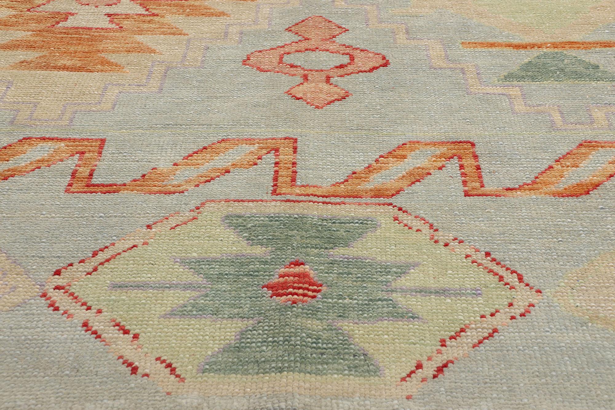 Wool New Colorful Modern Turkish Oushak Carpet with Contemporary Tribal Style For Sale