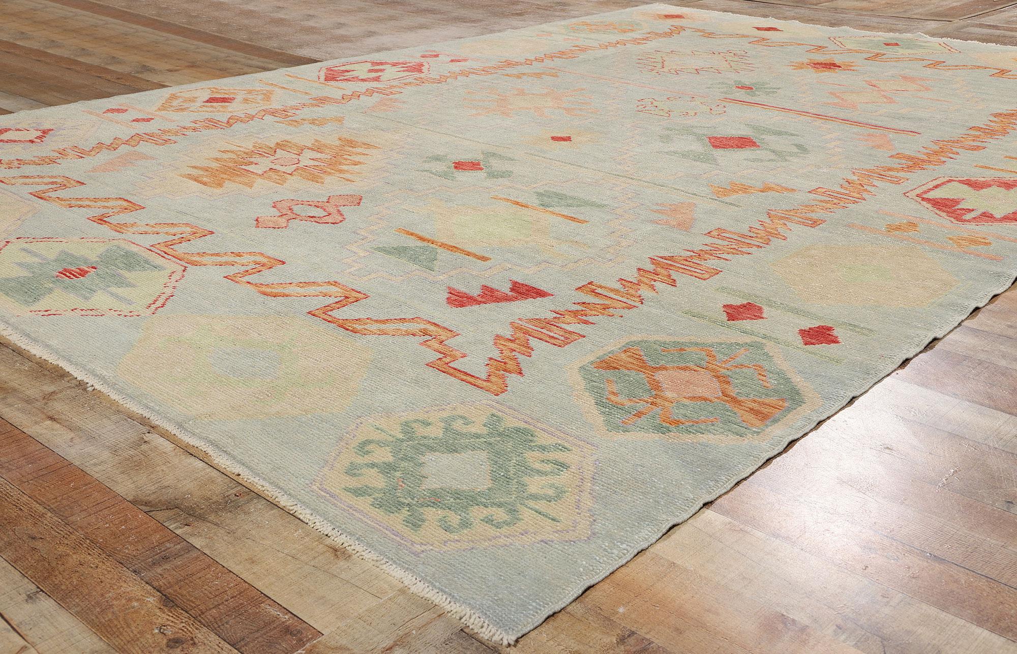 New Colorful Modern Turkish Oushak Carpet with Contemporary Tribal Style For Sale 2