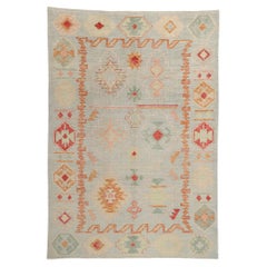 New Colorful Modern Turkish Oushak Carpet with Contemporary Tribal Style