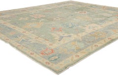 New Colorful Modern Turkish Oushak Rug with Contemporary Elegance