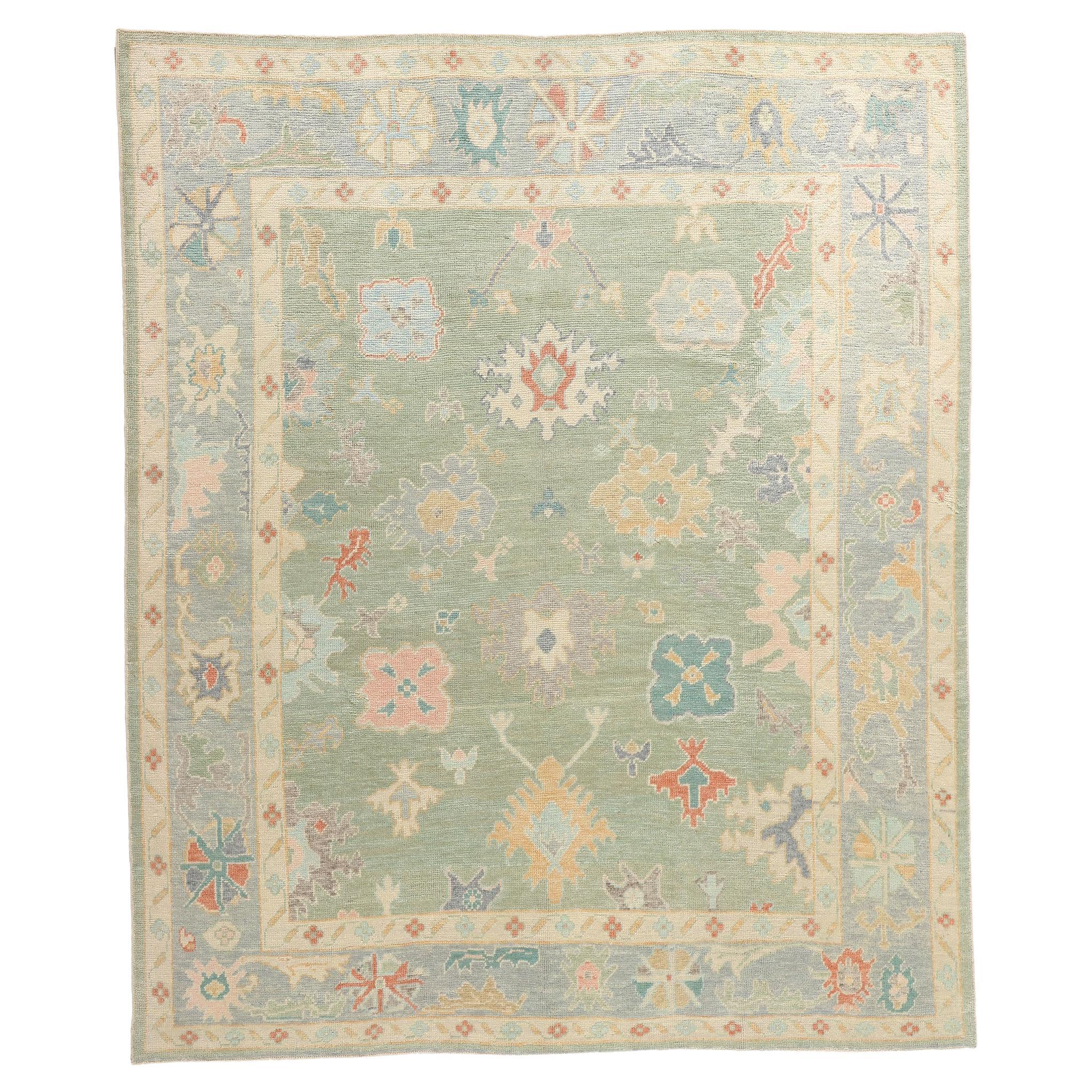 New Colorful Modern Turkish Oushak Rug with Contemporary Elegance