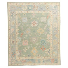 New Colorful Modern Turkish Oushak Rug with Contemporary Elegance
