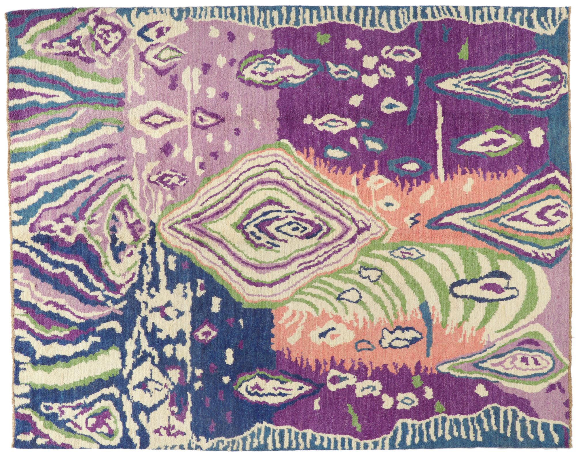 New Colorful Moroccan Rug Inspired by Georgia O'keefe and Judy Chicago For Sale 1
