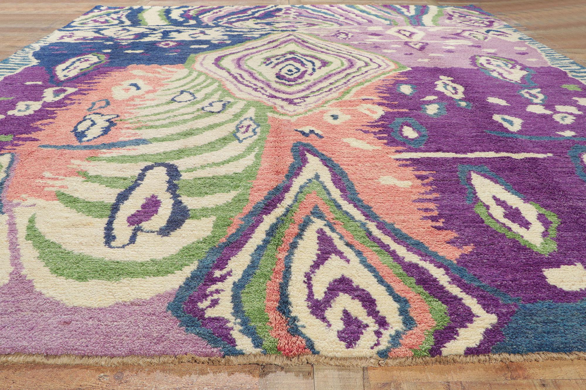 Contemporary New Colorful Moroccan Style Rug Inspired by Georgia O'keefe and Judy Chicago For Sale