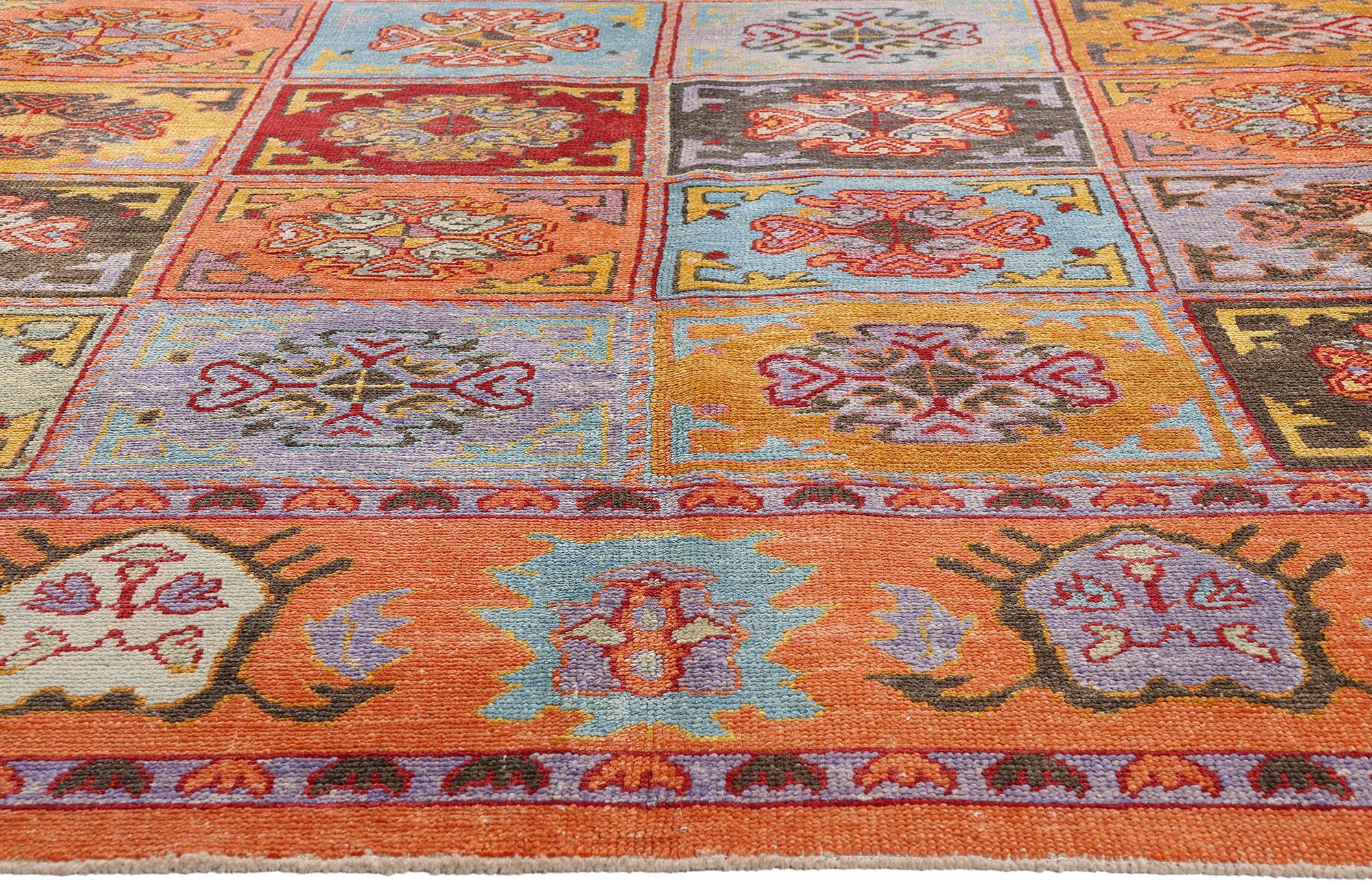 Nouveau tapis turc moderne orange coloré avec style traditionnel Neuf - En vente à Dallas, TX