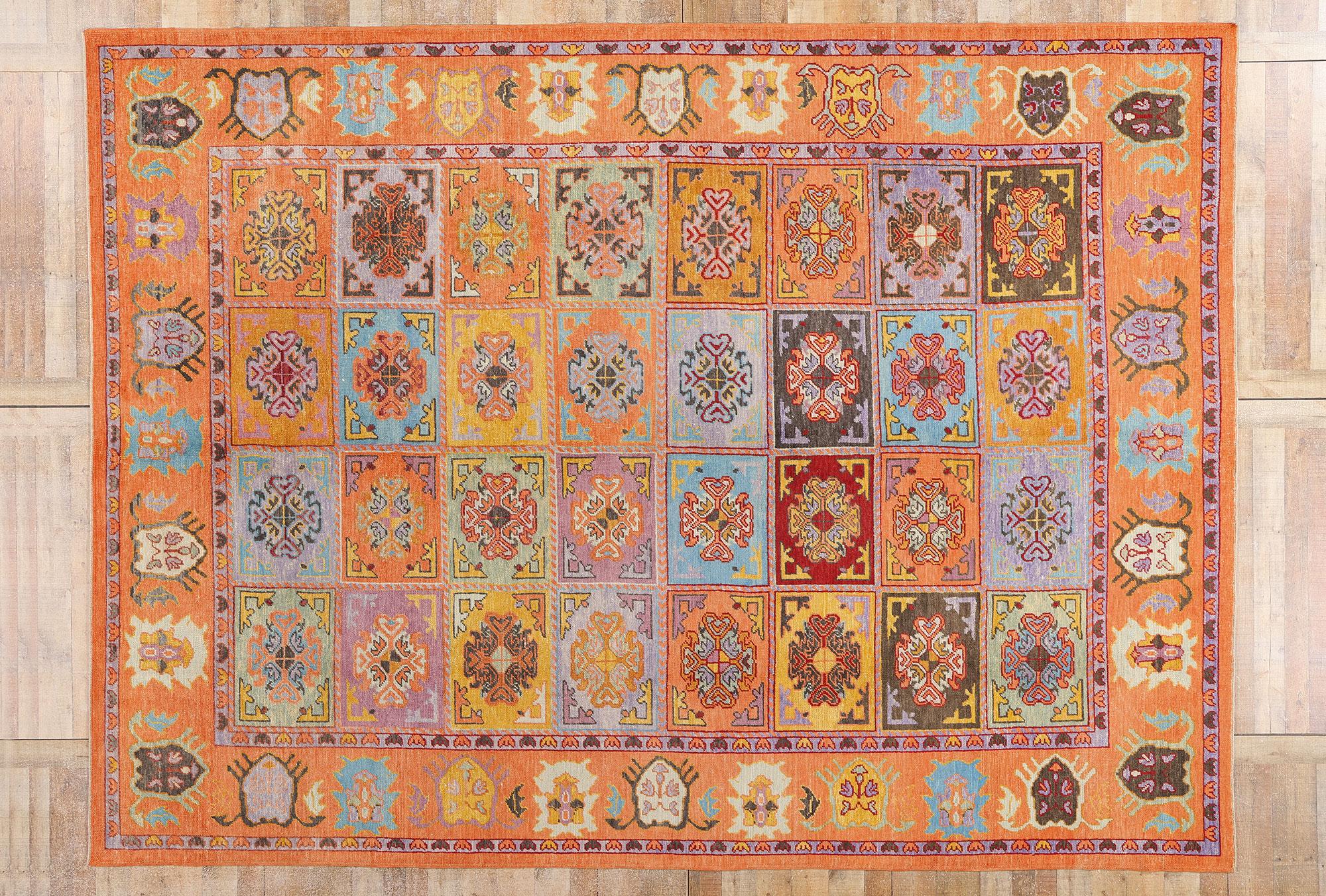 Nouveau tapis turc moderne orange coloré avec style traditionnel en vente 8