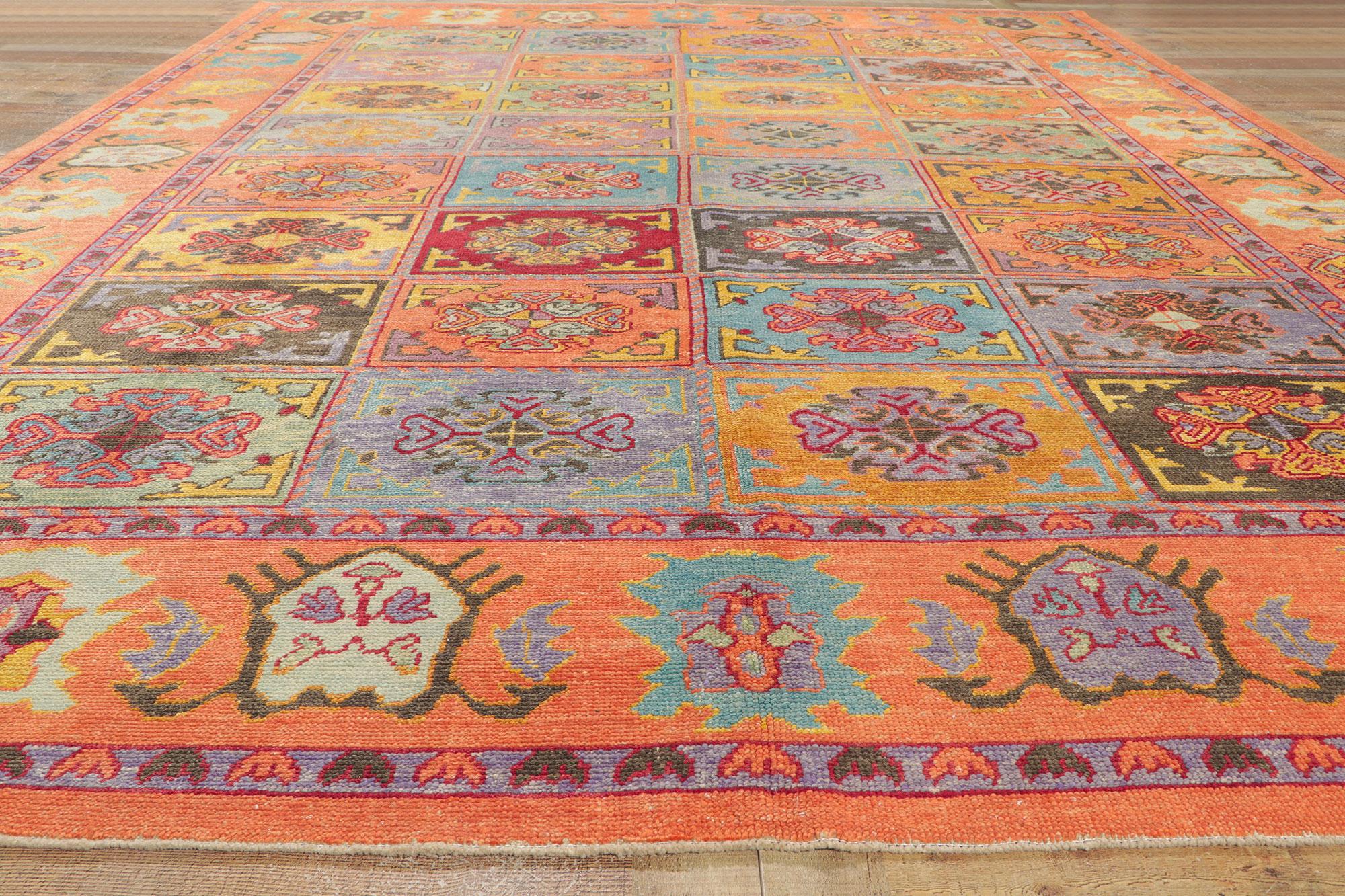 Contemporary New Colorful Orange Turkish Rug with Modern Style For Sale