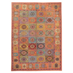 New Colorful Orange Turkish Rug with Modern Style