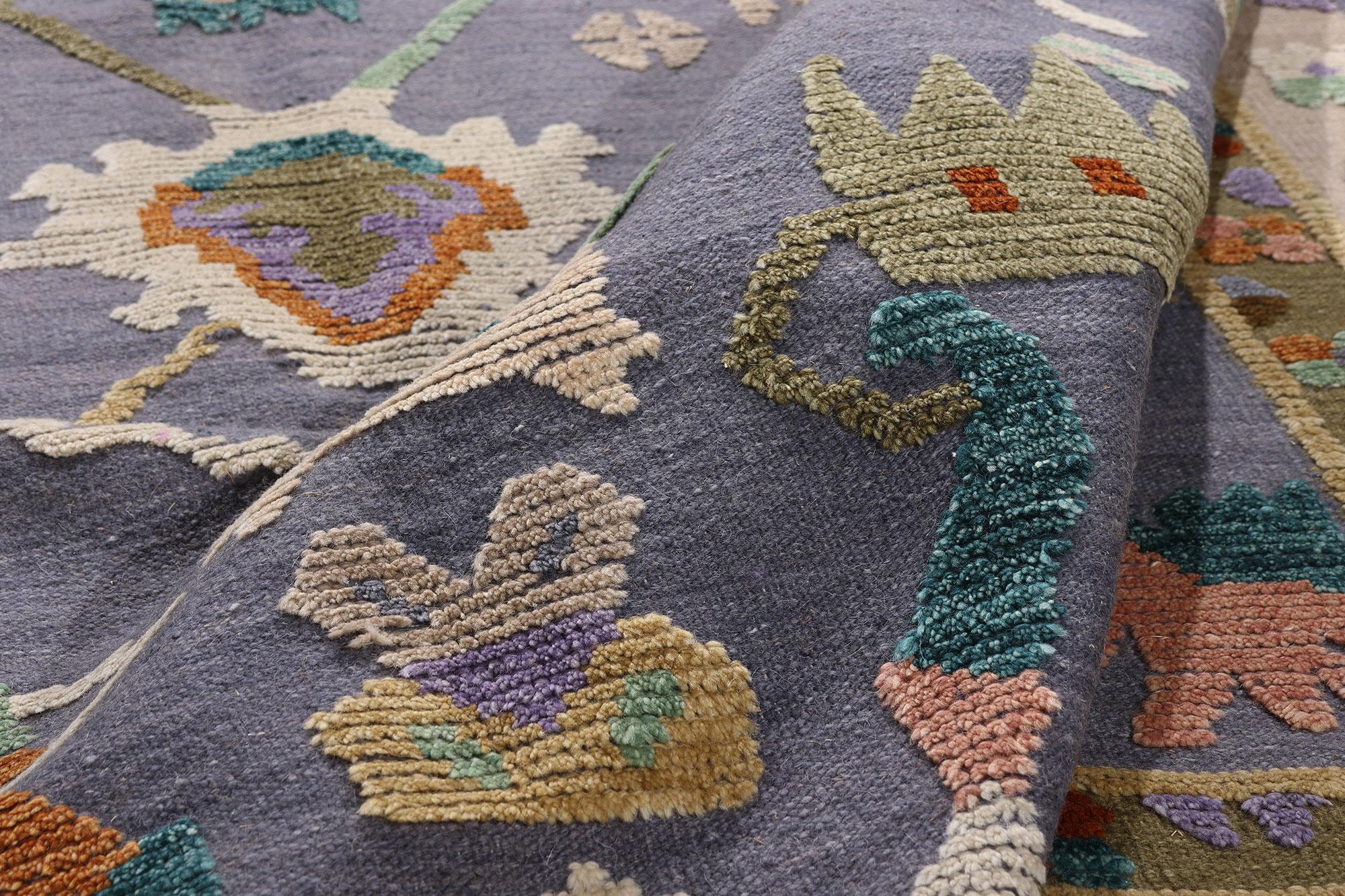 New Colorful Oushak High-Low Rug with Modern Style For Sale 3