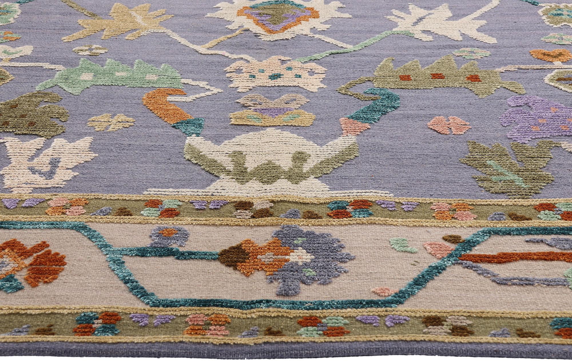 Contemporary New Colorful Oushak High-Low Rug with Modern Style For Sale