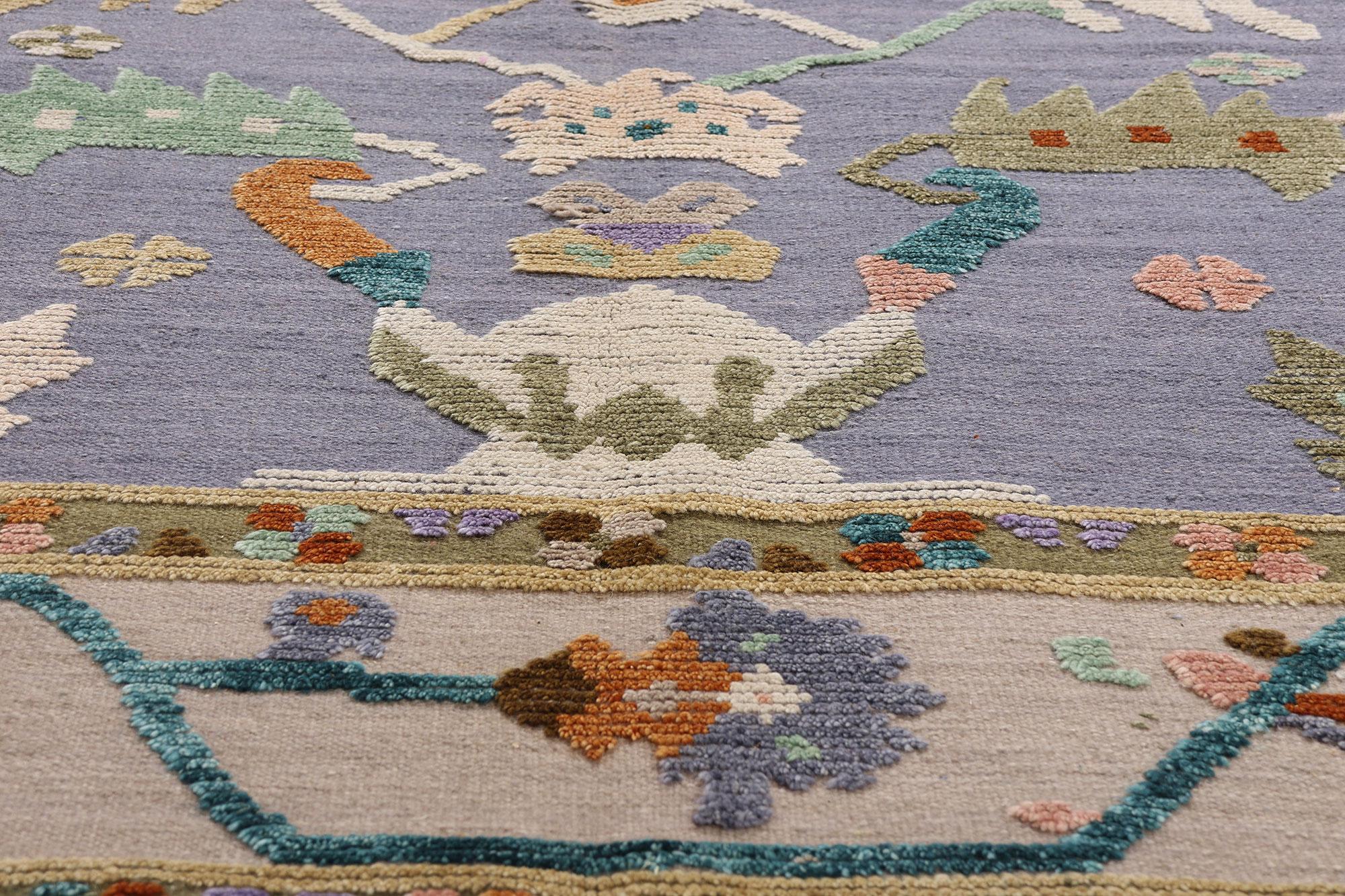 Wool New Colorful Oushak High-Low Rug with Modern Style For Sale