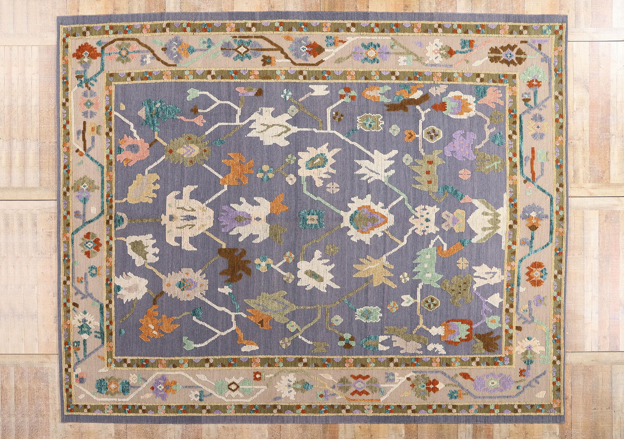 New Colorful Oushak High-Low Rug with Modern Style For Sale 8