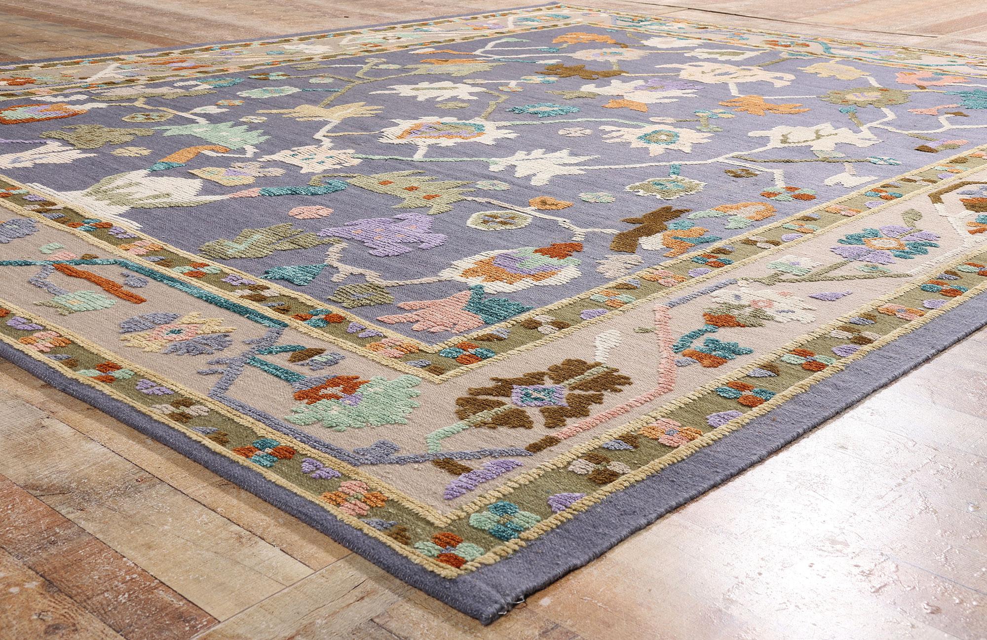 New Colorful Oushak High-Low Rug with Modern Style For Sale 6