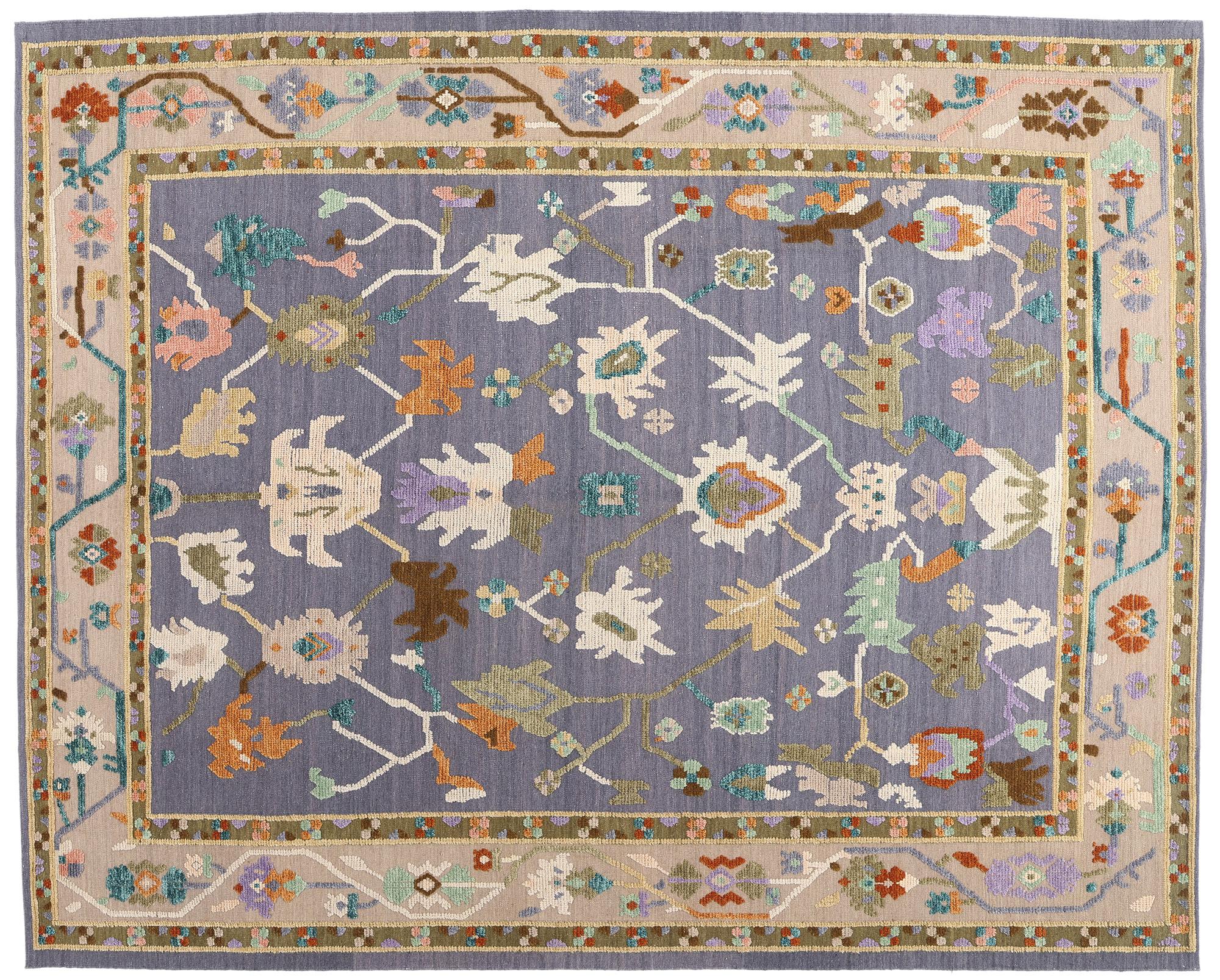 New Colorful Oushak High-Low Rug with Modern Style For Sale 9
