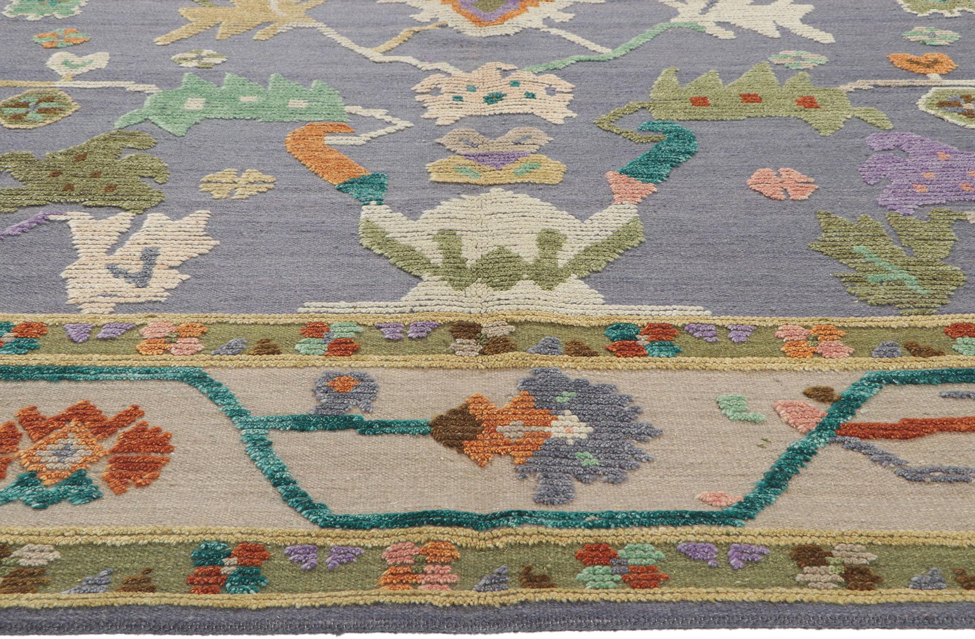 Wool New Colorful Oushak High-Low Rug For Sale