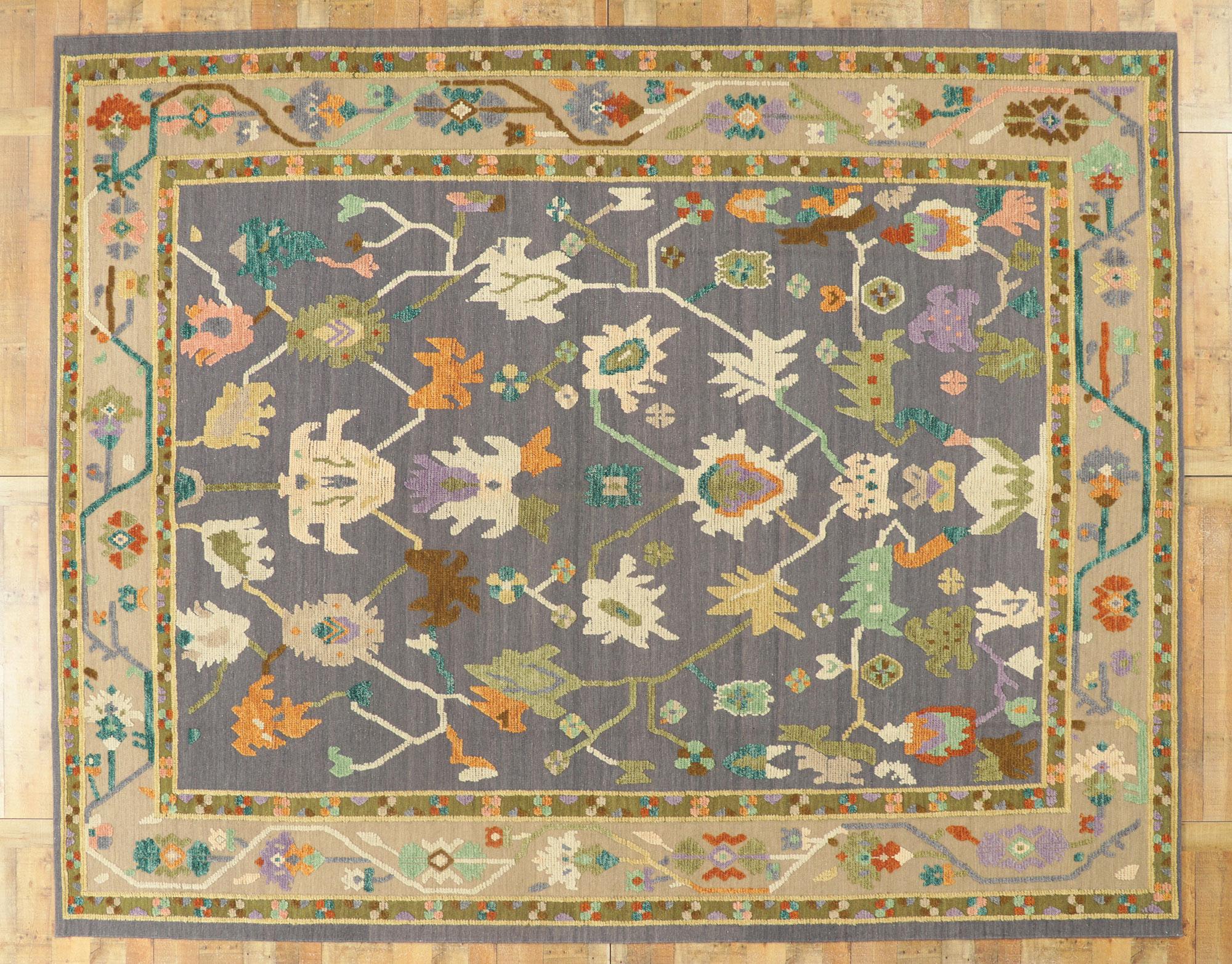 New Colorful Oushak High-Low Rug For Sale 2