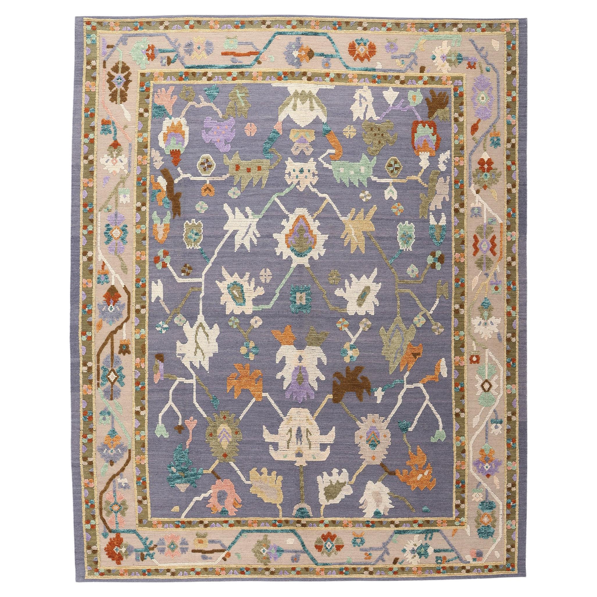 New Colorful Oushak High-Low Rug with Modern Style For Sale