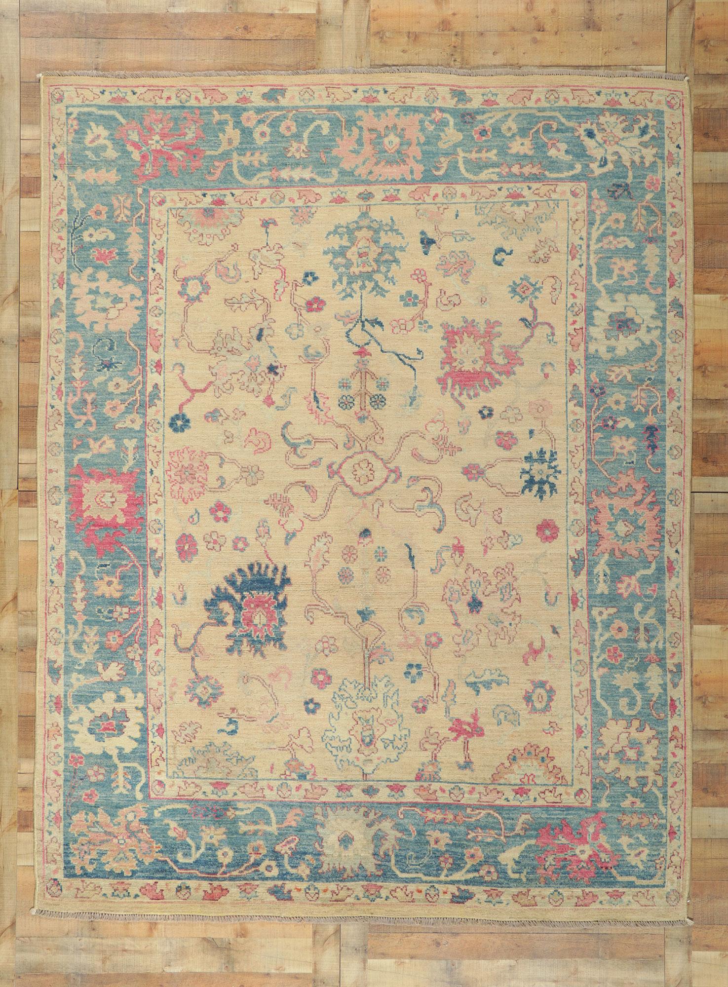 New Colorful Oushak Rug with Modern Style In New Condition For Sale In Dallas, TX