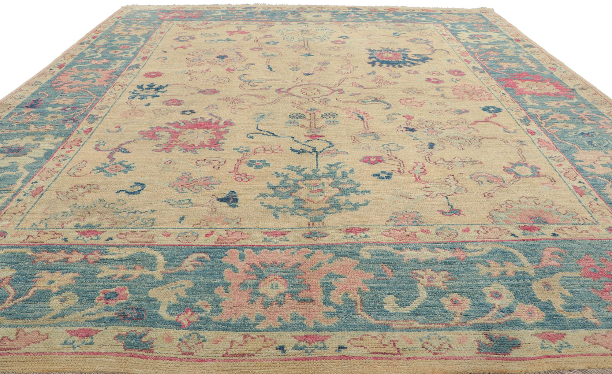 Contemporary New Colorful Oushak Rug with Modern Style For Sale